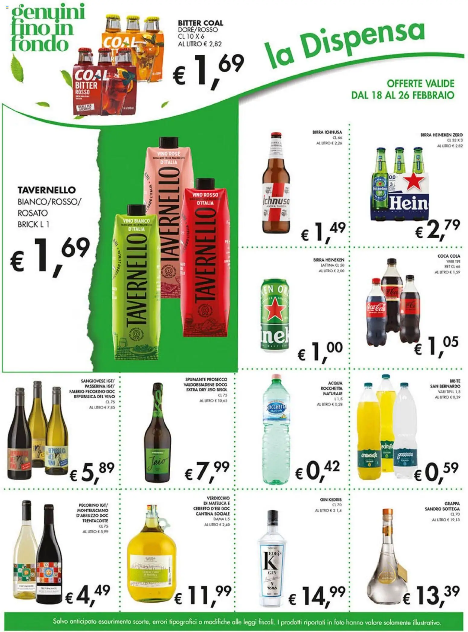 Volantino Coal del 18.02.2026 | Pagina: 9 | Prodotti: Pecorino, Grappa, Vino rosso, Vino bianco