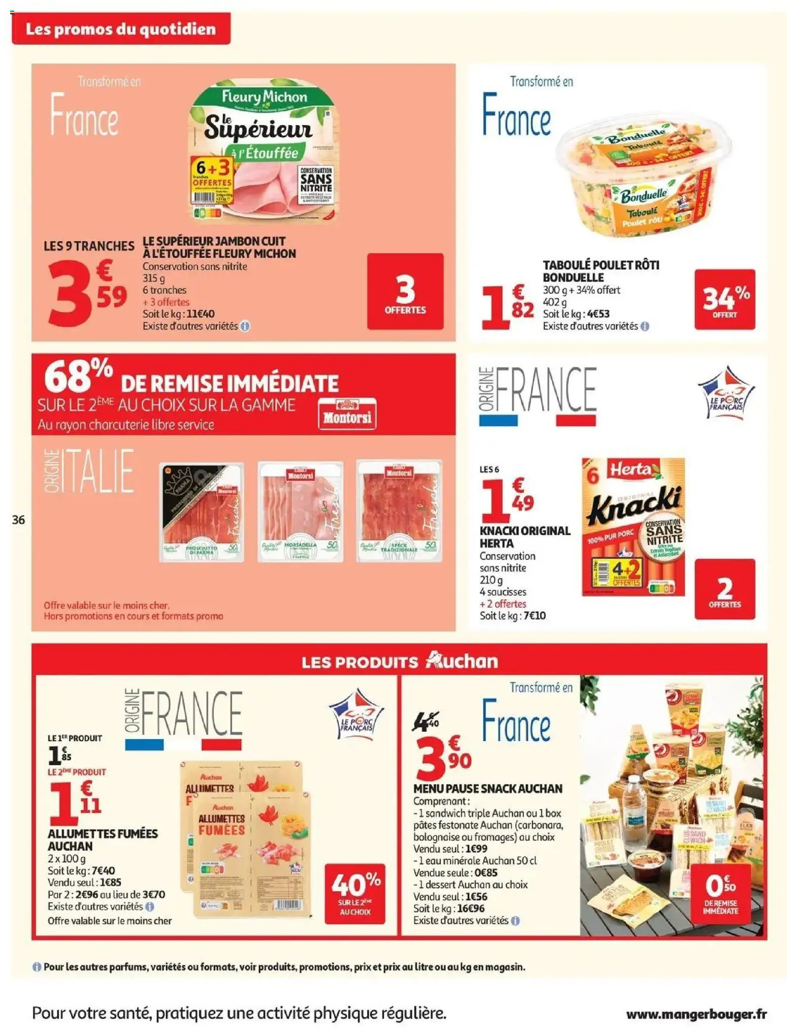 {H1} | Page: 38 | Produits: Eau minérale, Sandwich, Porc, Pâtes