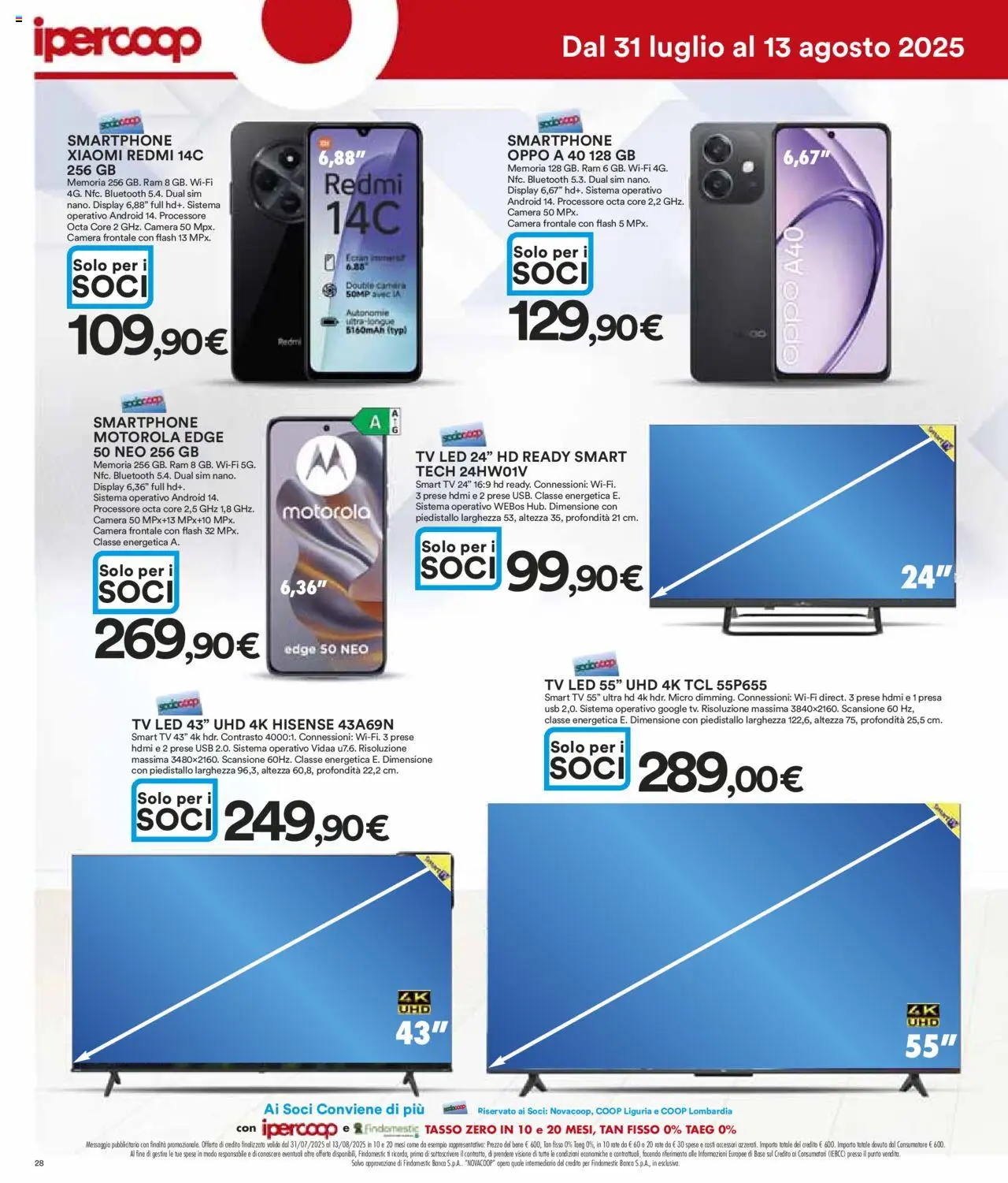 Volantino Ipercoop del 31.07.2025 | Pagina: 28 | Prodotti: Smartphone, TV, USB, Presa