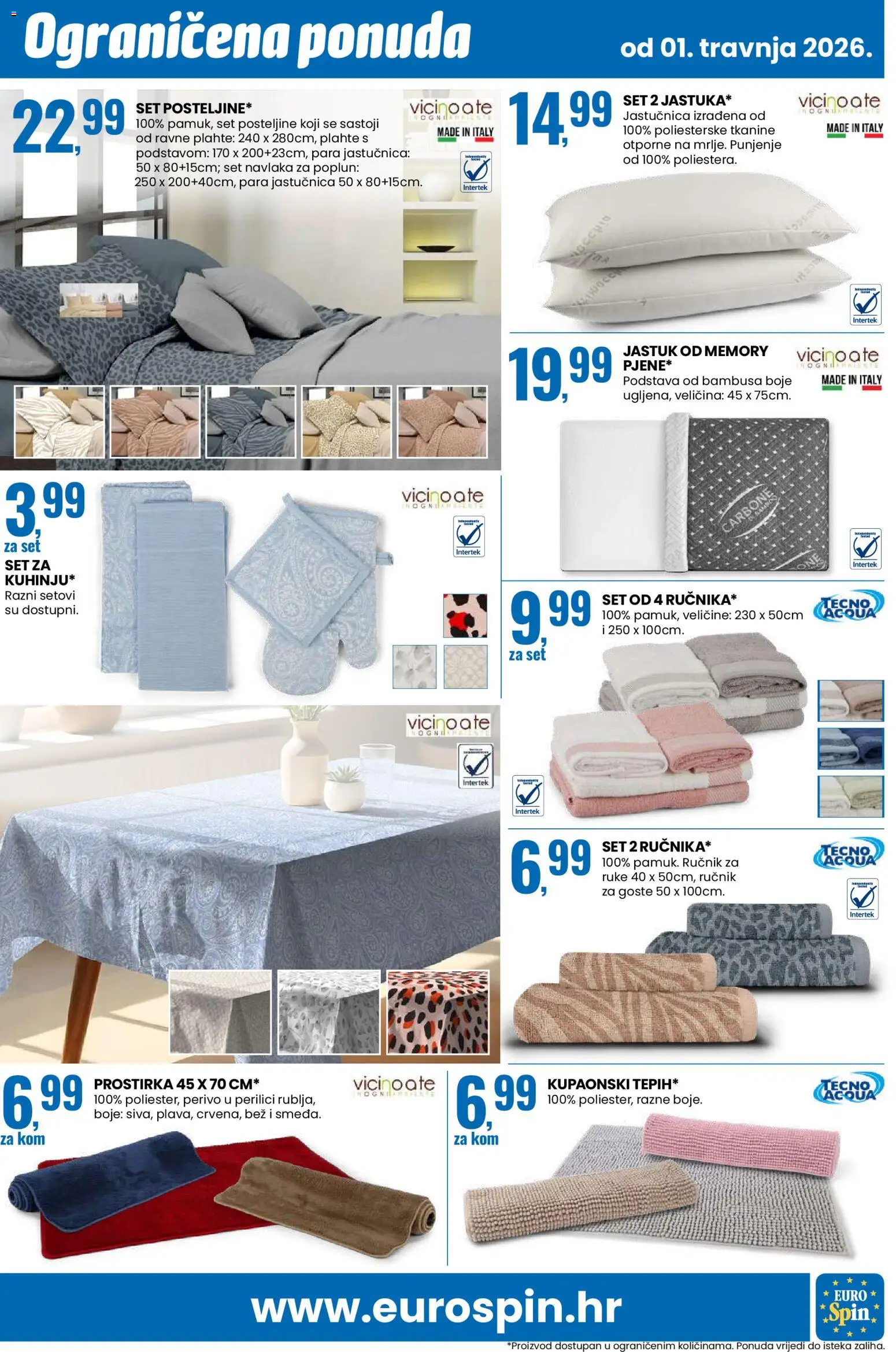 Eurospin katalog | vrijedi od 01.04.2026 | Stranica: 17 | Proizvodi: Jastuk, Ručnik, Jastučnica, Poplun