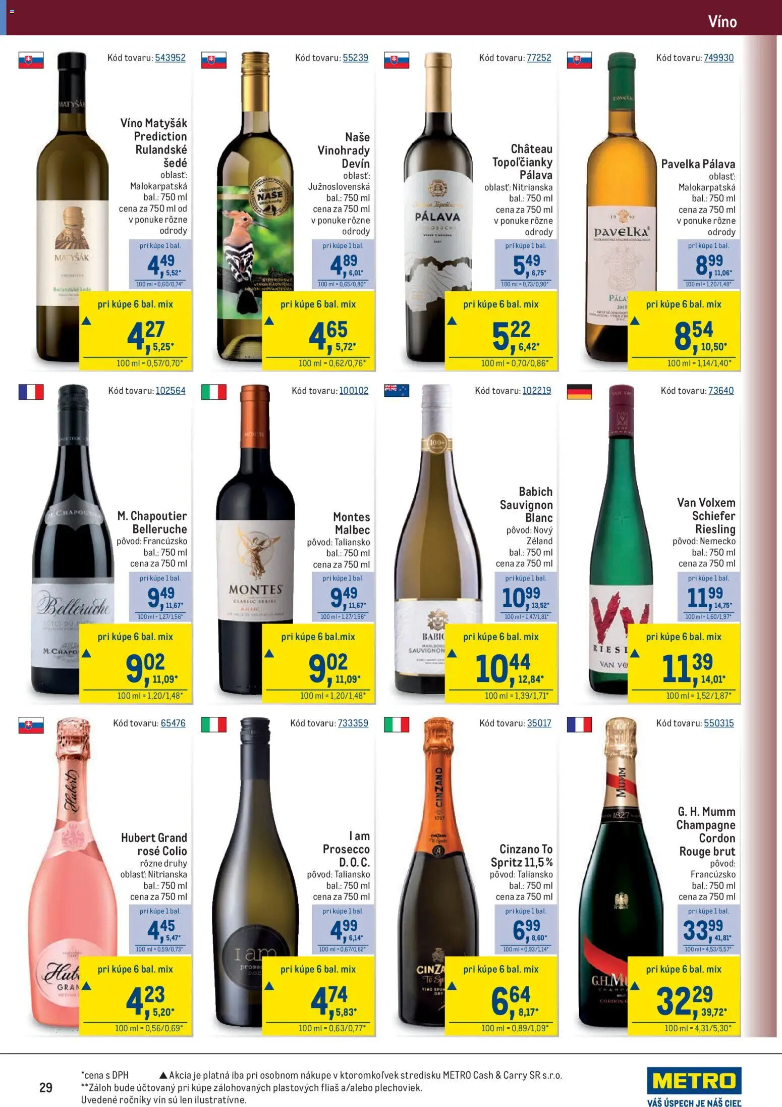 Nové Metro akcie – leták je platný od 22.10.2025 | Strana: 29 | Produkty: Víno, Prosecco