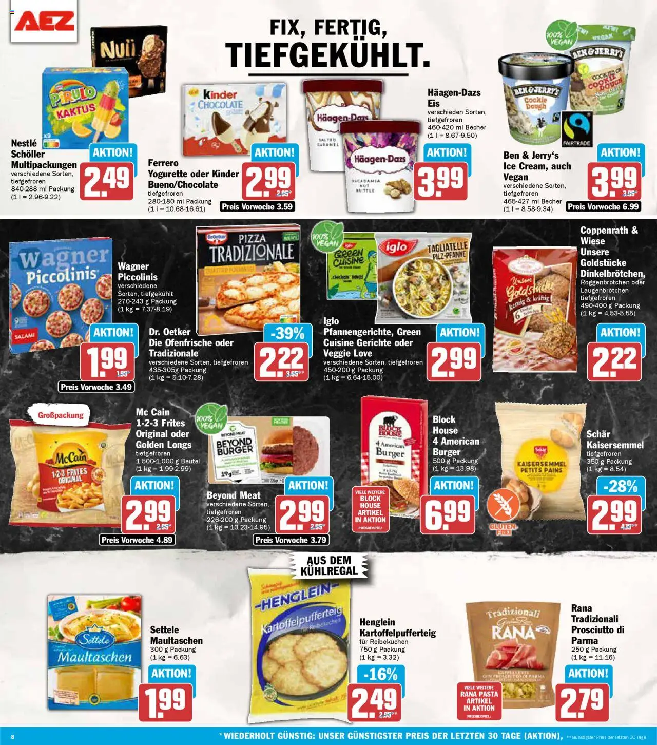 AEZ Prospekt 	 - gültig ab dem 18.08.2025 | Seite: 8 | Produkte: Yogurette, Burger, Ben & Jerry's, Salami