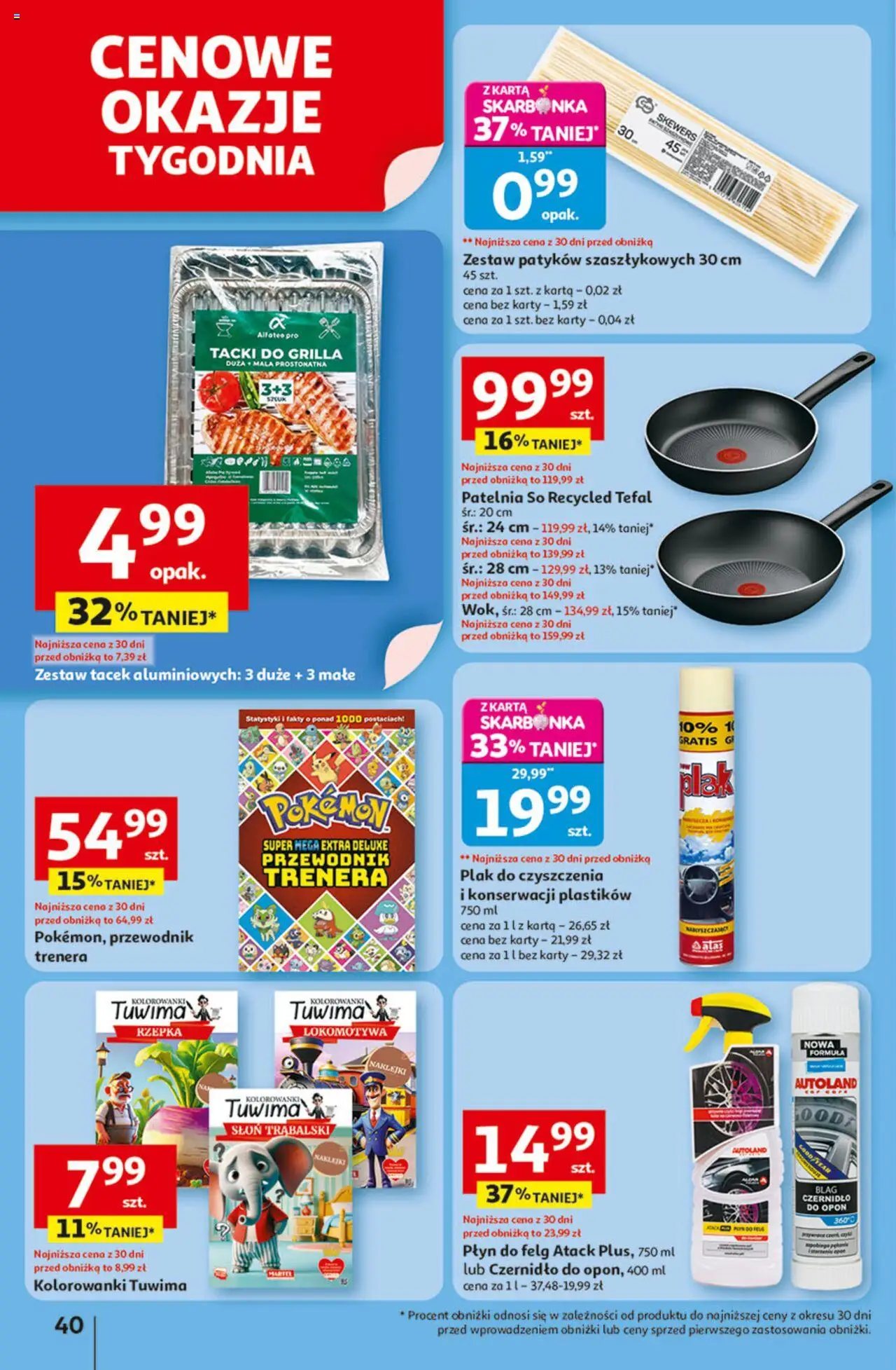 Auchan Gazetka - Odlotowe ceny na start szkoły Hipermarket od 14.08.2025 | Strona: 40 | Produkty: Karta, Naklejki, Patelnia, Tefal