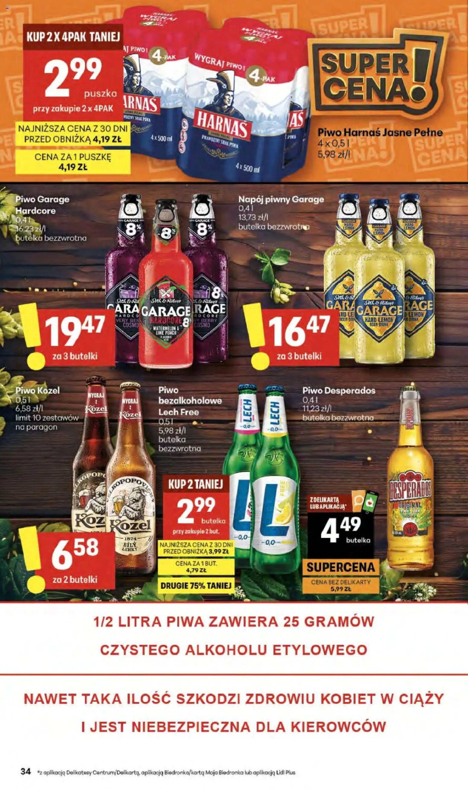 Delikatesy Centrum gazetka - Sklepy Własne od 02.04.2026 | Strona: 34 | Produkty: Piwo Desperados, Harnaś, Piwo, Piwo kozel