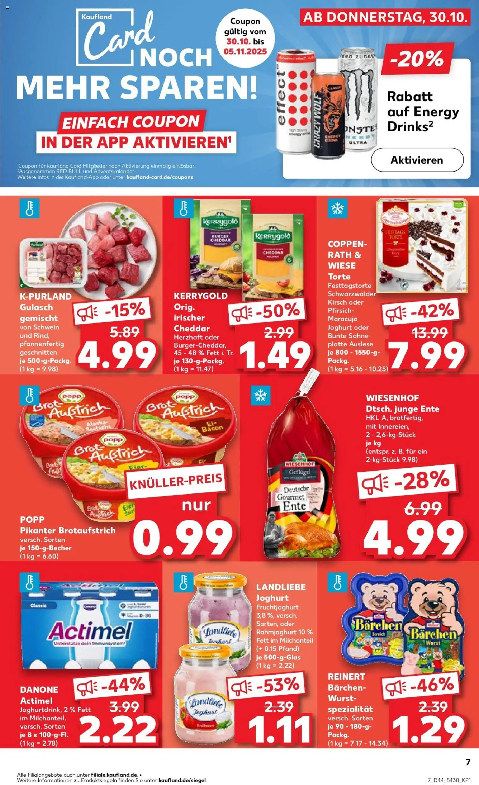 Kaufland prospekt Biberach An Der Riß	 – gültig ab 30.10.2025 | Seite: 7 | Produkte: Actimel, Fruchtjoghurt, Landliebe joghurt, Salat