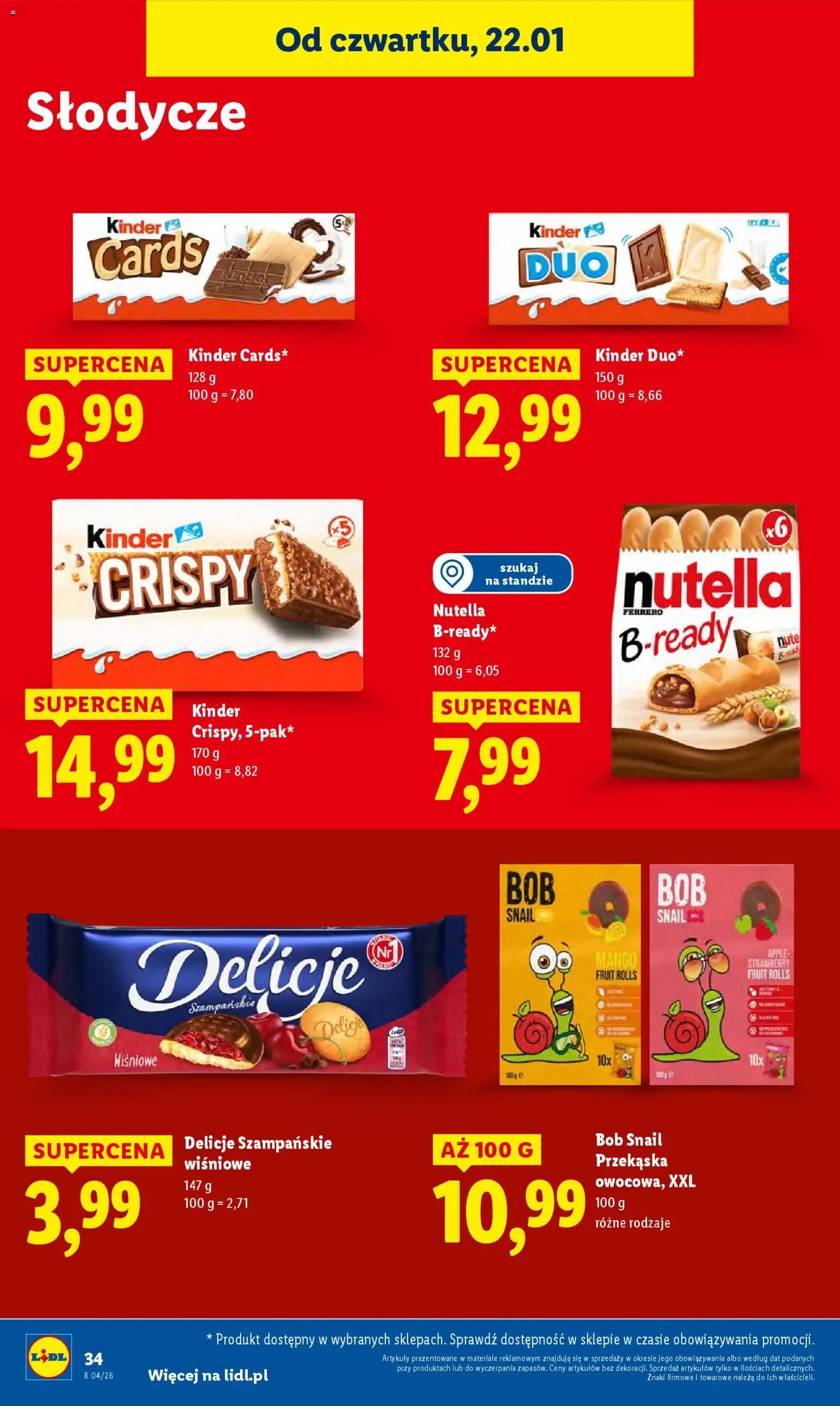 Lidl Gazetka od 22.01.2026 | Strona: 34 | Produkty: Mango, Słodycze, Nutella, Bób