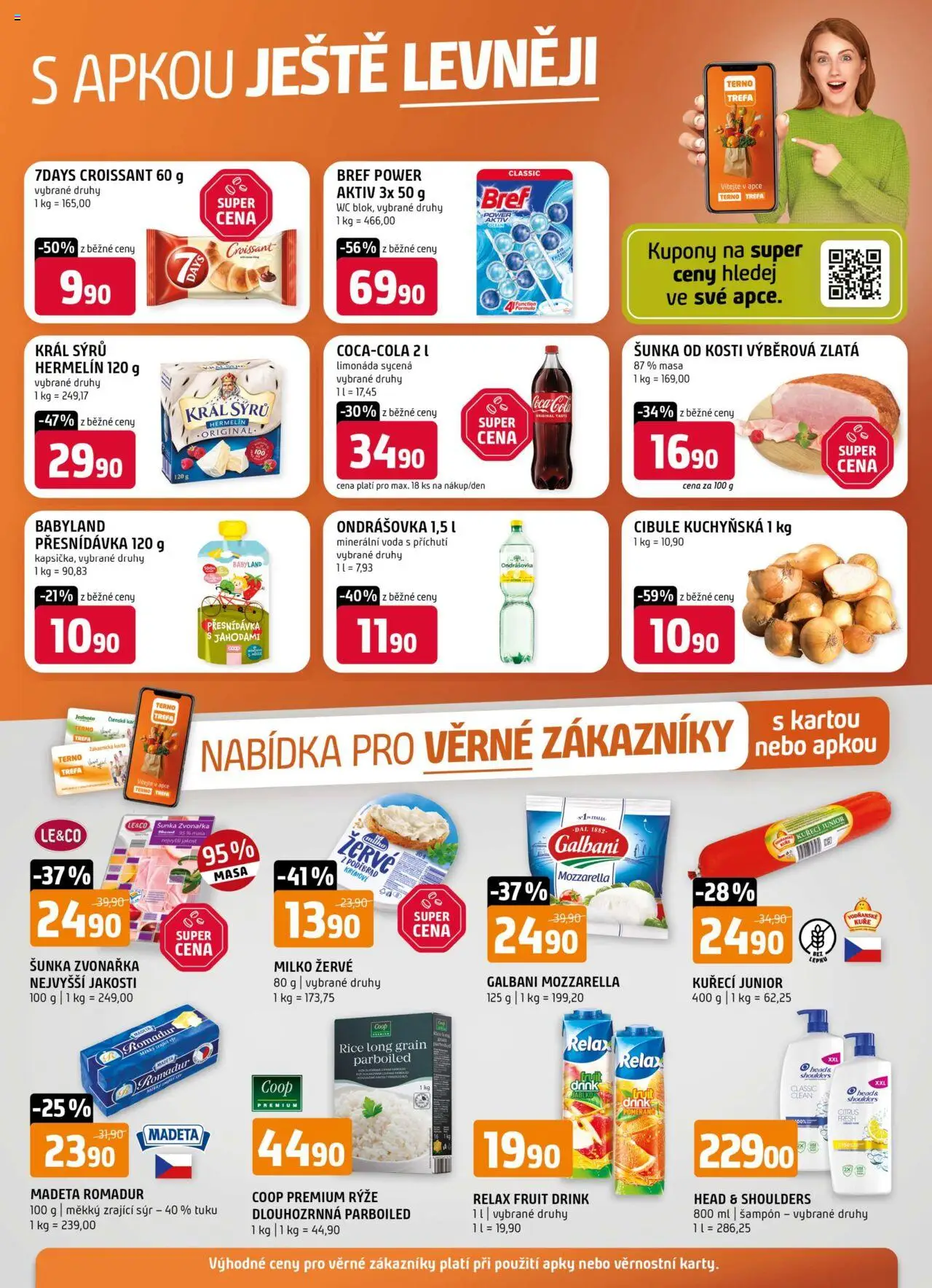 Terno leták - Bechyně, České Budějovice, Hradec Králové, Olomouc, Třeboň, Trhové Sviny, Týn nad Vltavou od 20.08.2025 | Strana: 20 | Produkty: Zrající sýr, Romadur, Kuře, Minerální voda