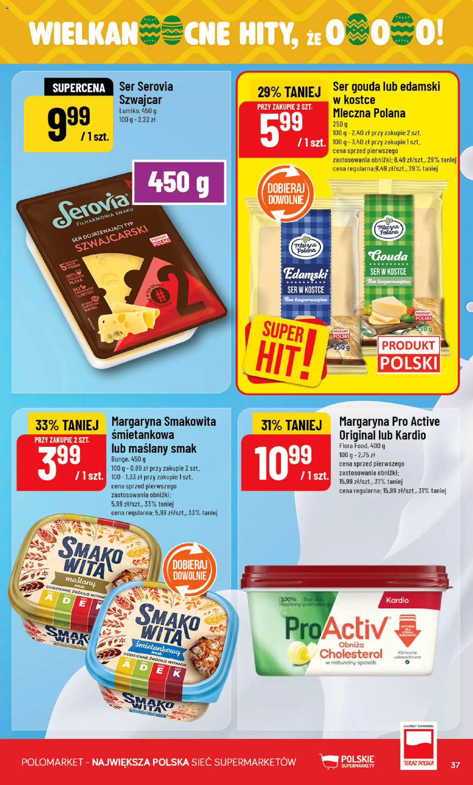 POLOmarket gazetka od 01.04.2026 | Strona: 37 | Produkty: Ser dojrzewający, Margaryna, Ser, Ser gouda