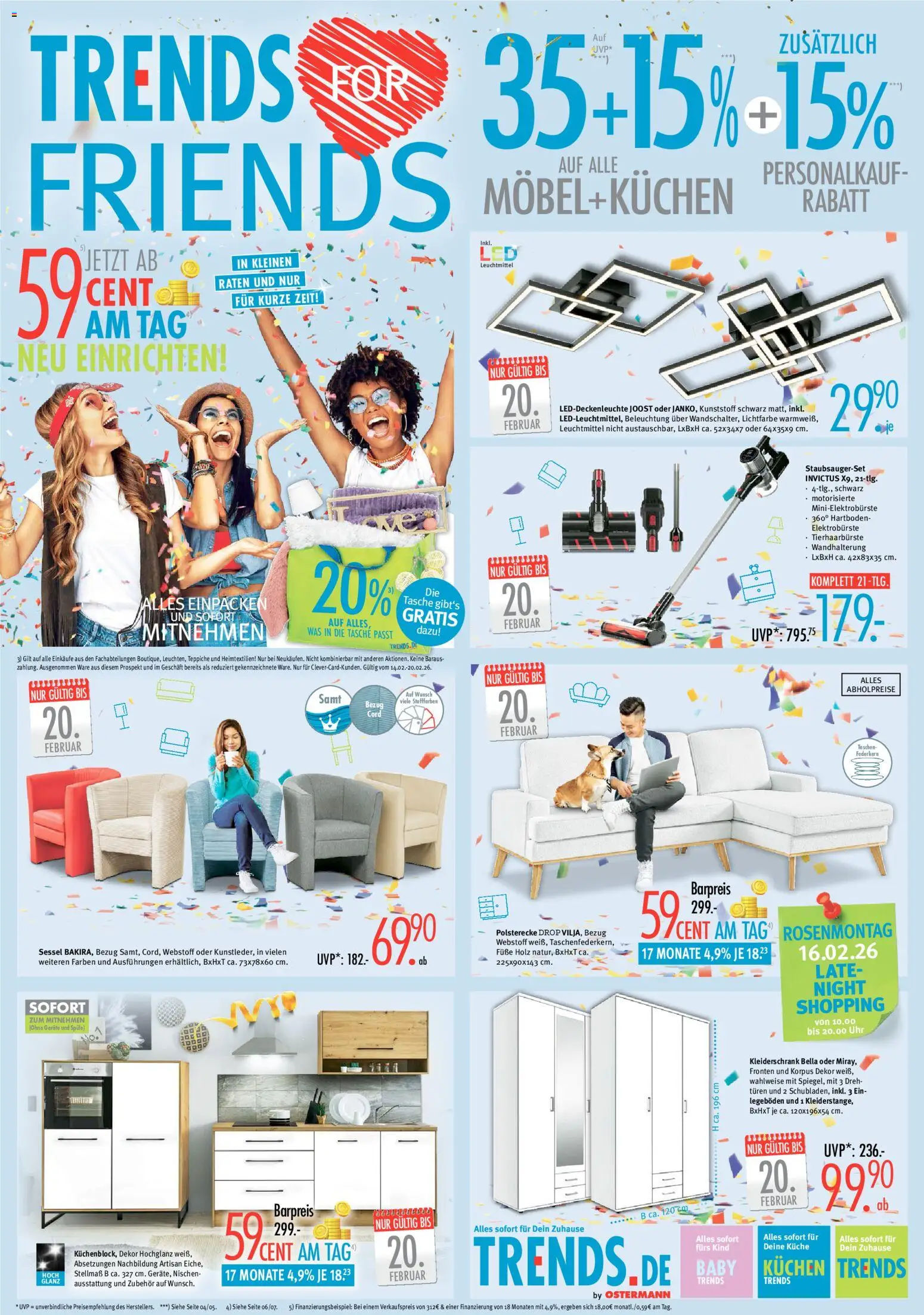 Trends Prospekt 	 – gültig ab 14.02.2026 | Seite: 1 | Produkte: Sessel, Küche, Kuchen, Uhr