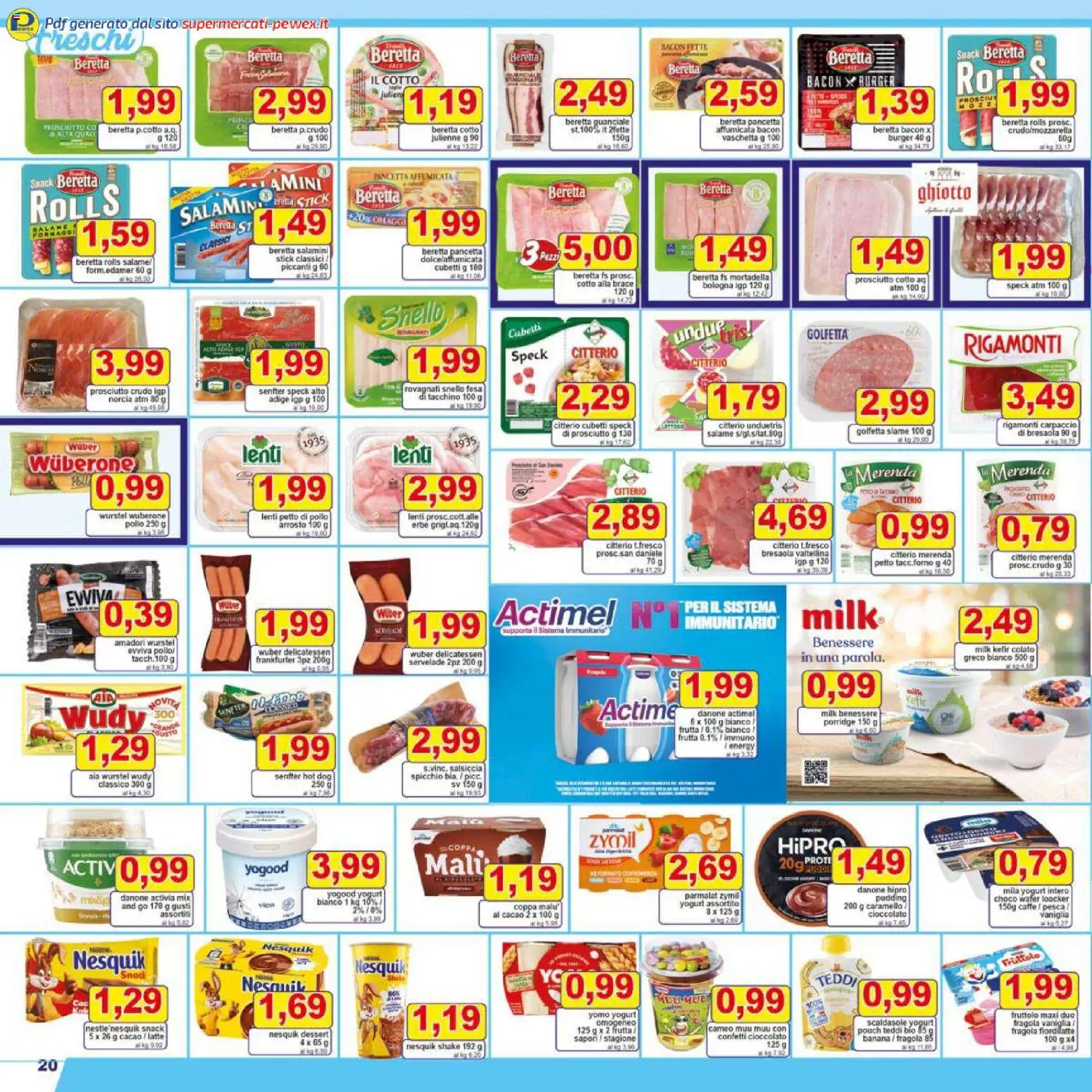Volantino Pewex del 27.11.2025 | Pagina: 20 | Prodotti: Petto di Pollo, Prosciutto Cotto, Cioccolato, Salame