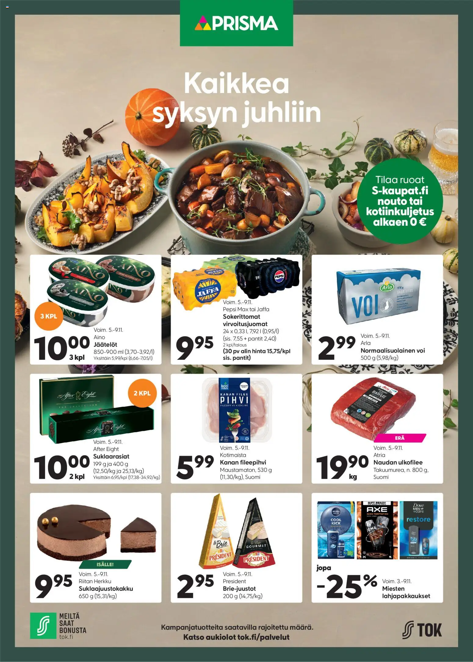 Prisma tarjoukset – voimassa 05.11.2025 alkaen | Sivu: 1 | Tuotteet: Virvoitusjuomat, Voi, Pepsi, Pihvi