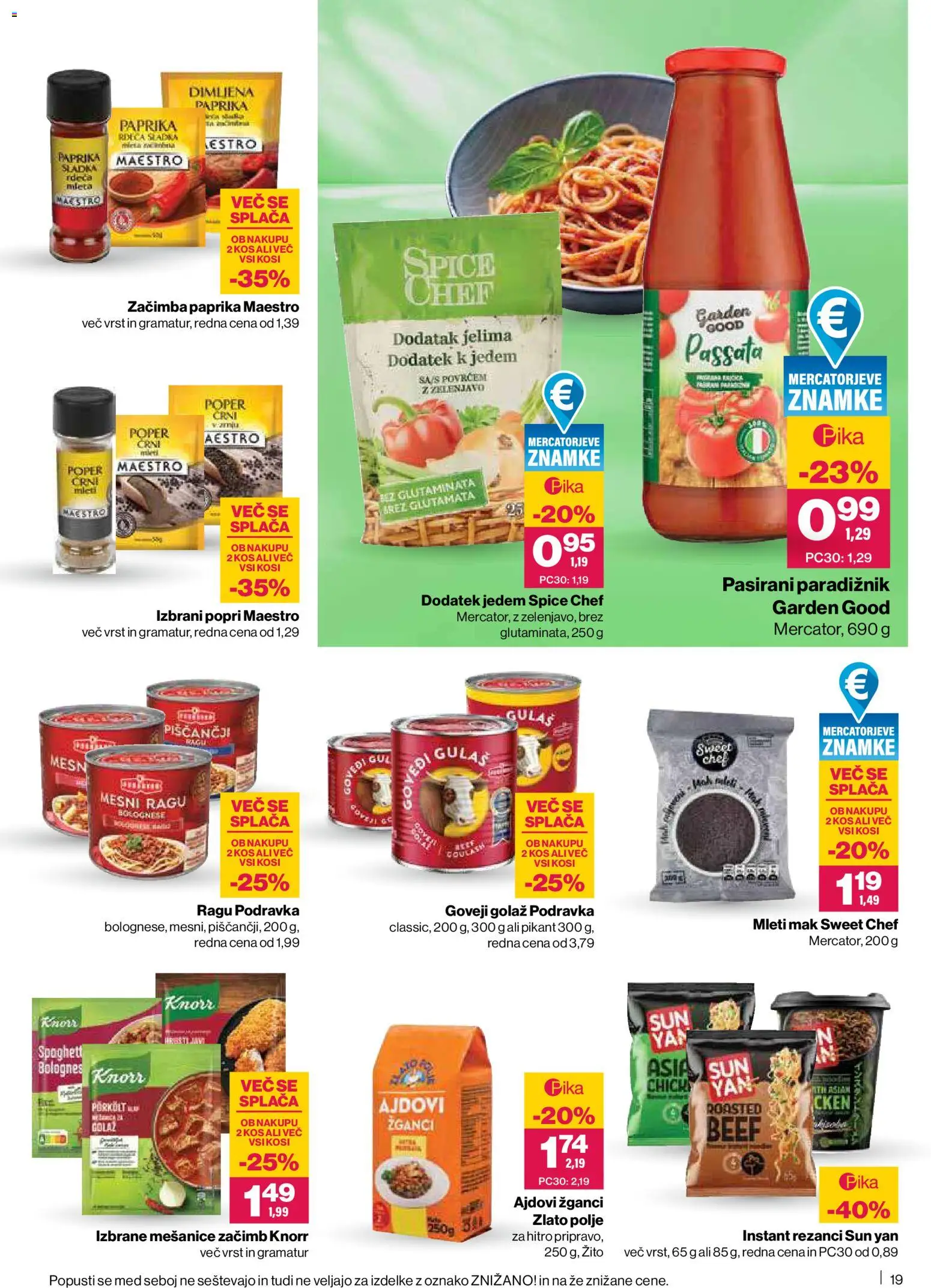 Novi Mercator katalog ponudbe – veljaven od 05.03.2026 | Stran: 19 | Izdelki: Rezanci, Paprika, Kos, Poper