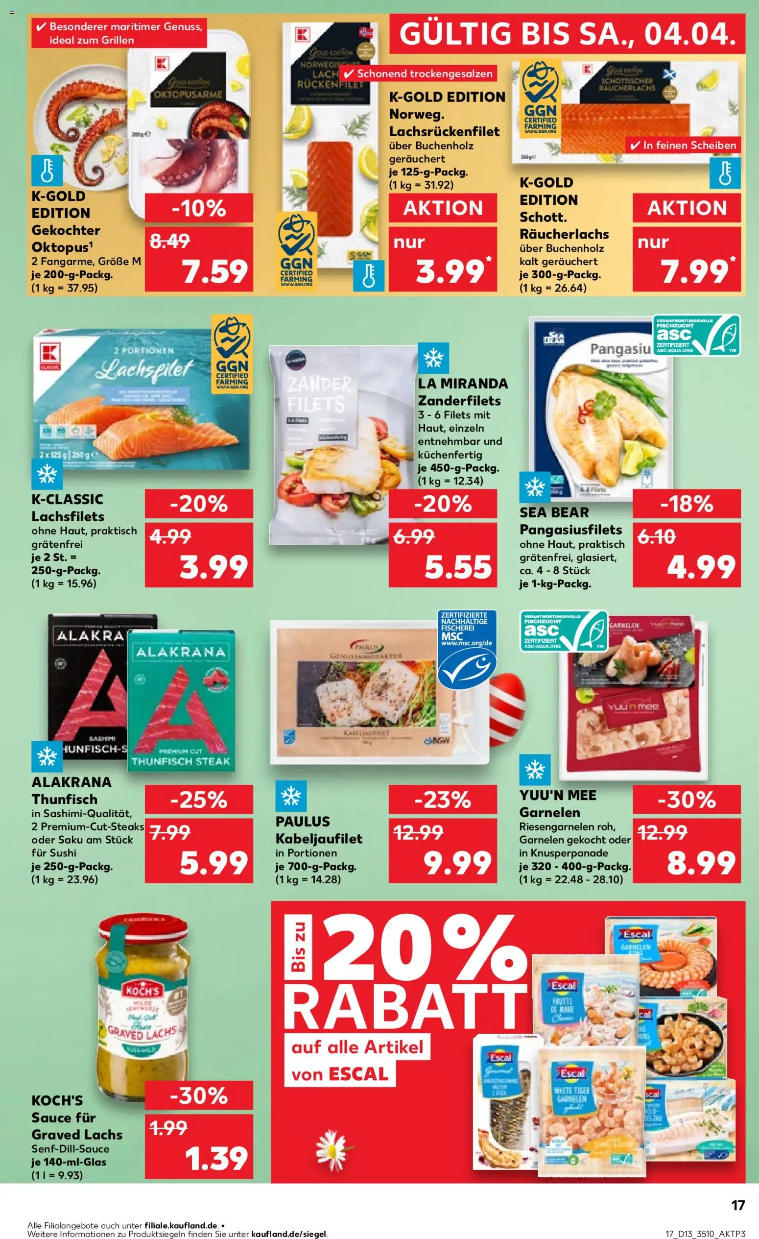 Kaufland Prospekt Zeitz	 – gültig ab 26.03.2026 | Seite: 17 | Produkte: Thunfisch, Garnelen, Lachs, Räucherlachs