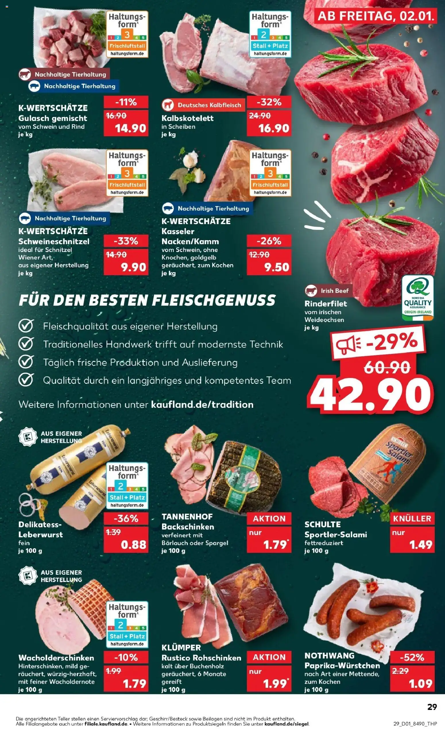 Kaufland prospekt Bad Säckingen	 – gültig ab 05.01.2026 | Seite: 29 | Produkte: Rinderfilet, Spargel, Paprika, Salami