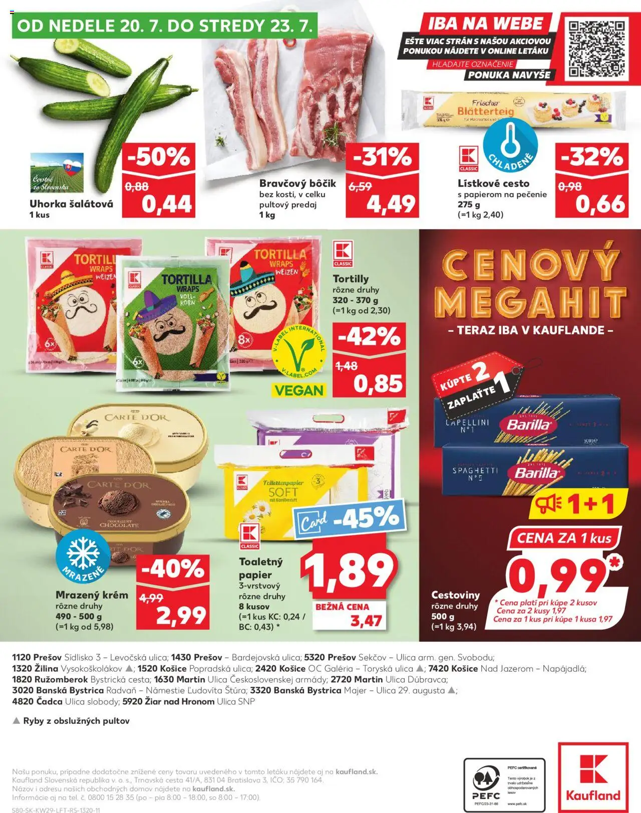 Nové Kaufland akcie – leták je platný od 17.07.2025 | Strana: 80 | Produkty: Tortilla, Ryby, Lístkové cesto, Krém