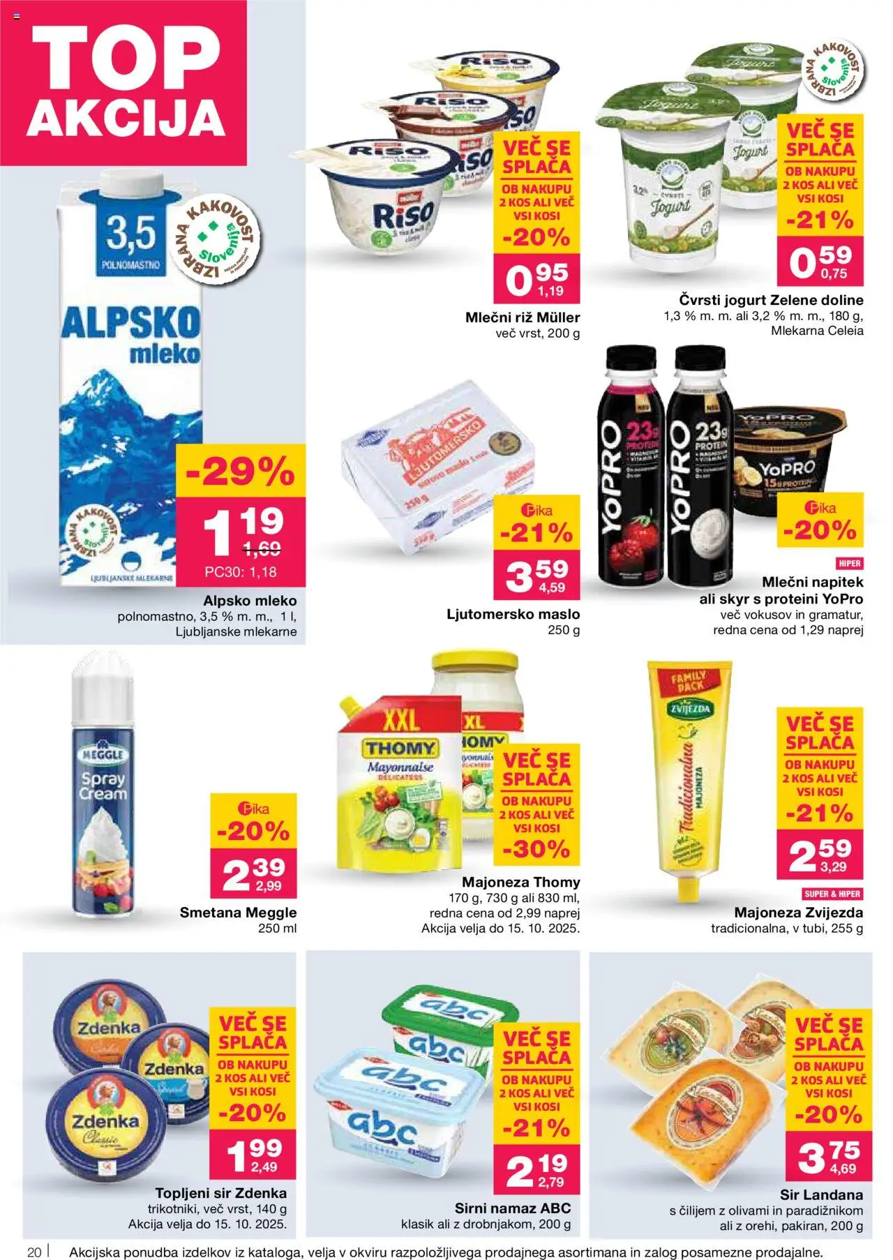 Novi Mercator katalog ponudbe – veljaven od 02.10.2025 | Stran: 20 | Izdelki: Sirni namaz, Sir, Jogurt, Mesa alta