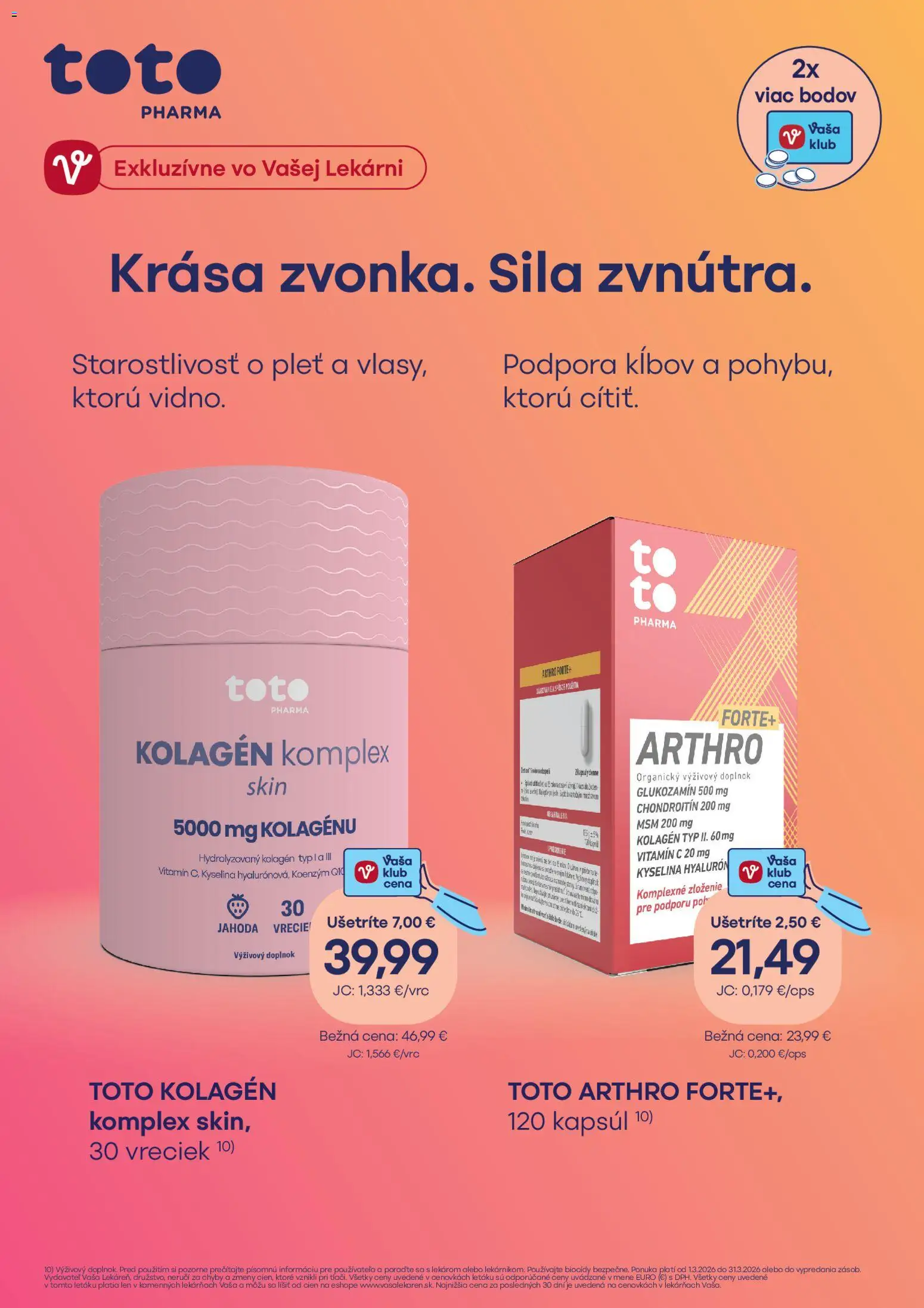 Nové Vaša lekáreň akcie – leták je platný od 01.03.2026 | Strana: 2 | Produkty: Kolagén