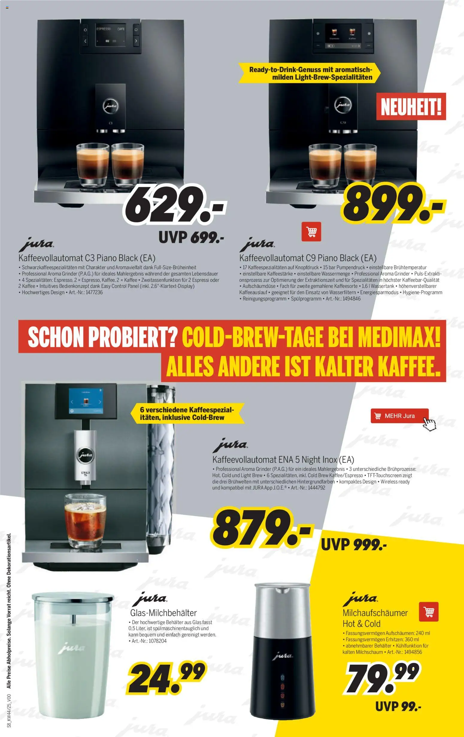 Medimax Prospekt 	 – gültig ab 25.10.2025 | Seite: 8 | Produkte: Jura, Kaffee, Pasta, Kaffeevollautomat