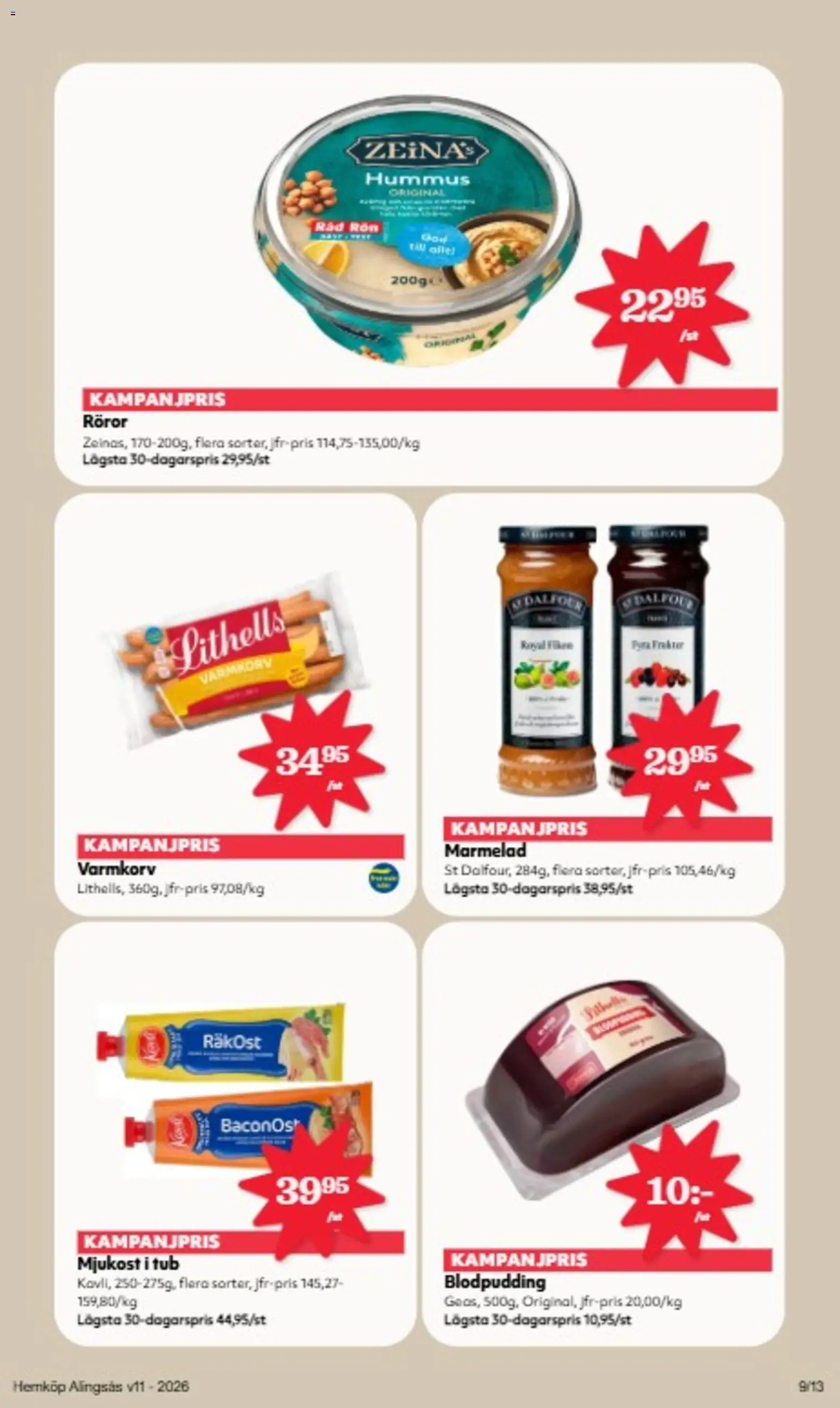 Hemköp reklamblad aktuell från 09.03.2026 | Sida: 7 | Produkter: Räkost, Varmkorv, Mjukost