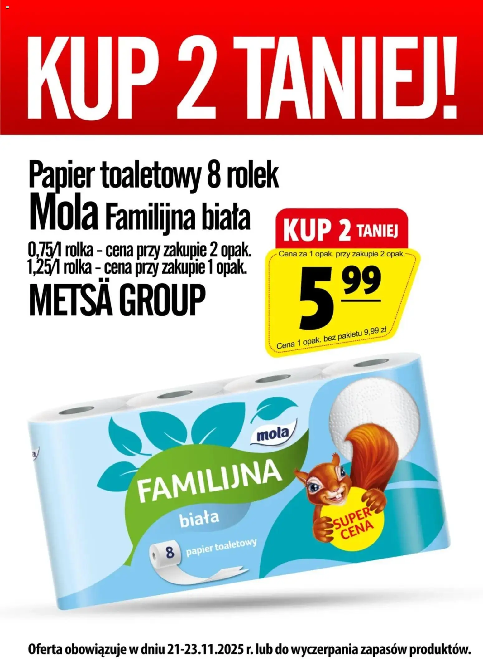 Prim Market Promocja - Papier Toaletowy Mola Familijna Biała od 21.11.2025 | Strona: 1