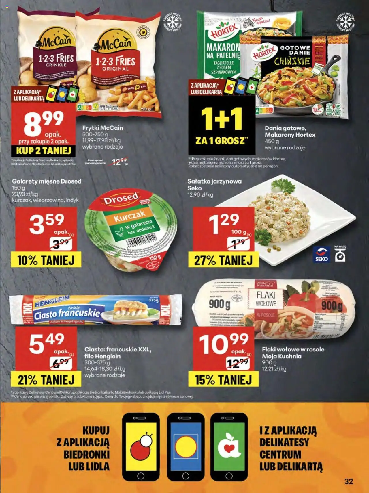 Delikatesy Centrum Gazetka od 07.08.2025 | Strona: 32 | Produkty: Ciasto, Patelnie, Makarony, Frytki