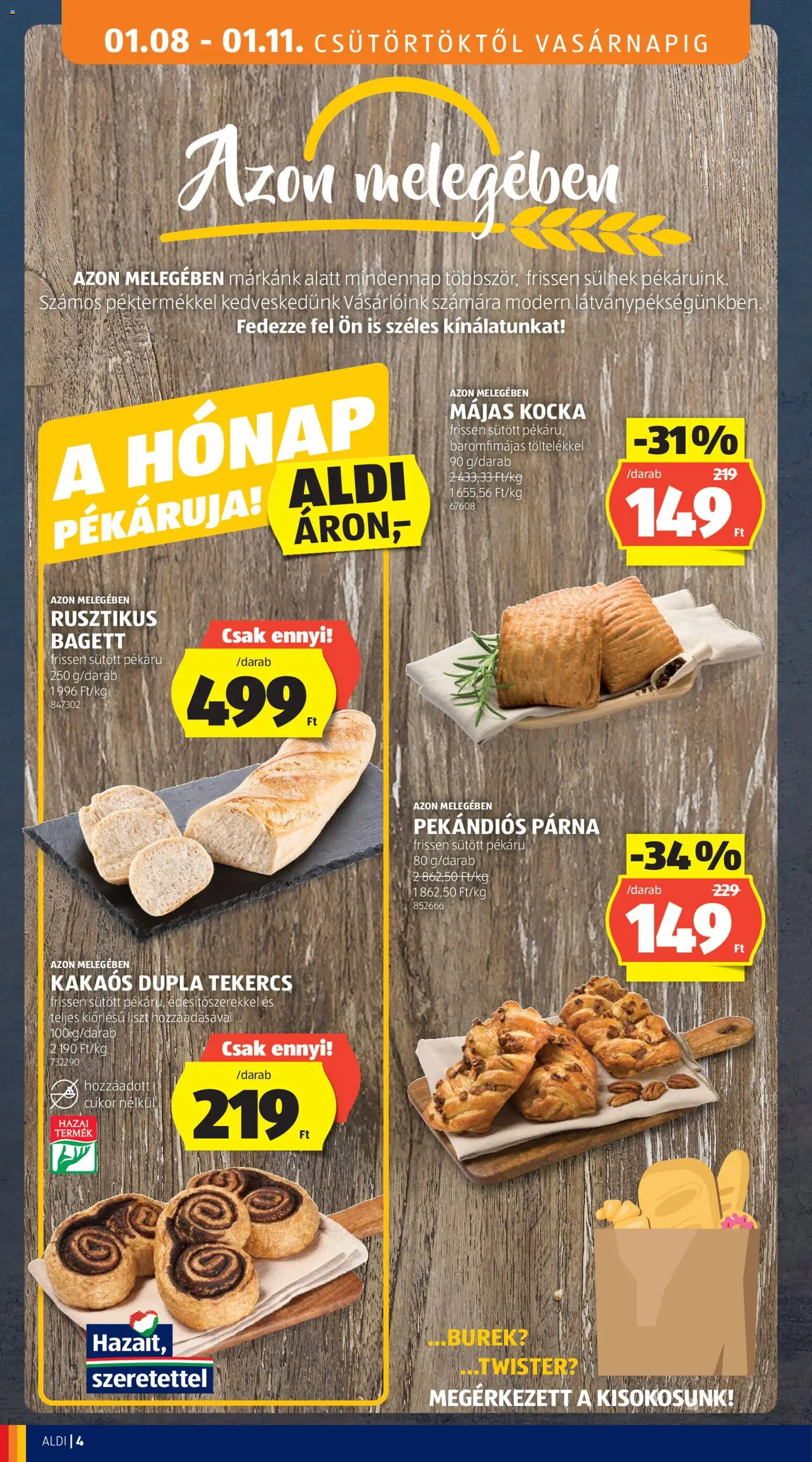 Aldi akciós ujság - amely érvényes a következő dátumtól: 08.01.2026 | Oldal: 8 | Termékek: Burek, Bagett, Párna, Cukor