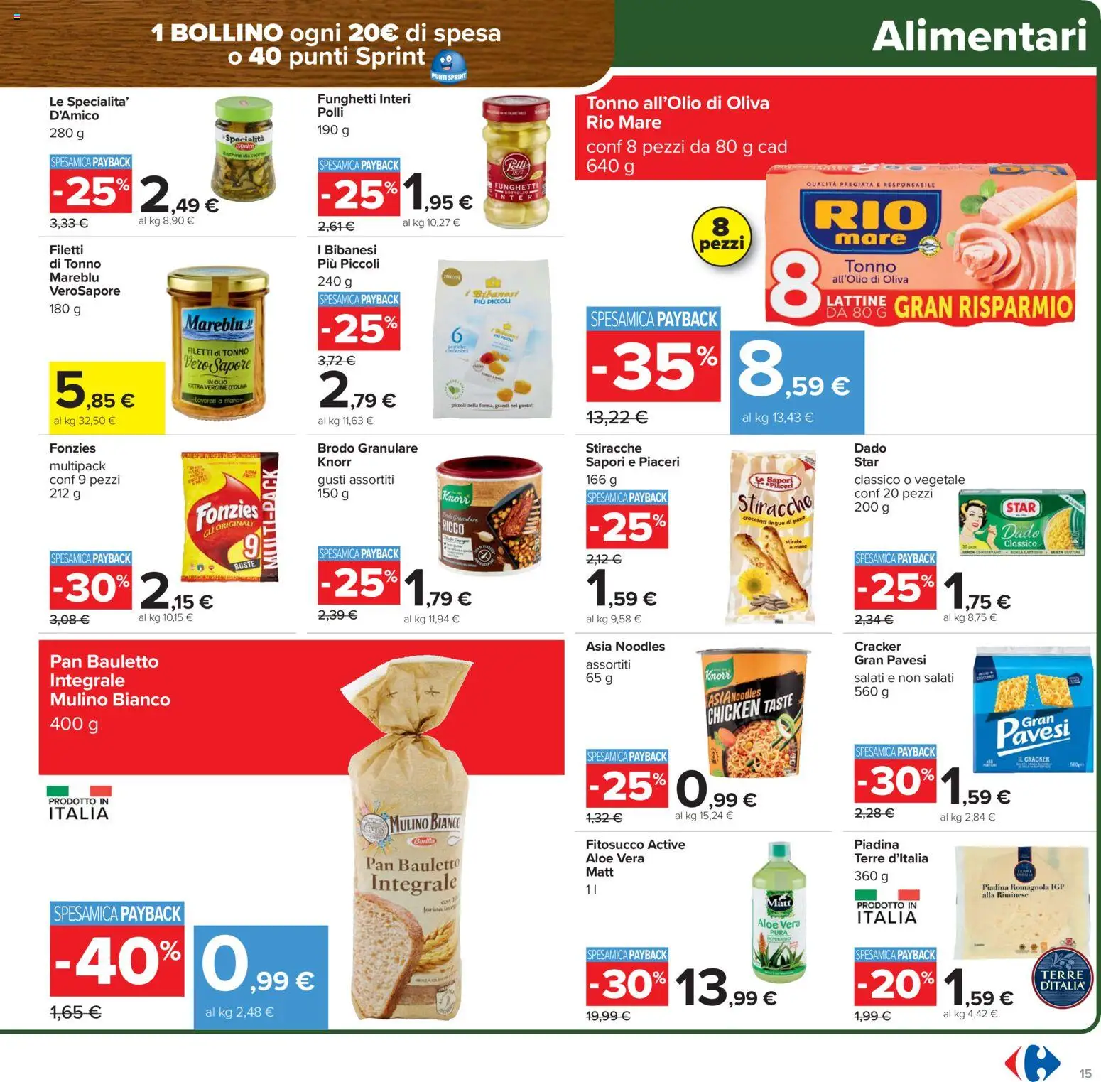Volantino Carrefour del 15.01.2026 | Pagina: 15 | Prodotti: Pane, Piadina, Tonno, Aloe vera