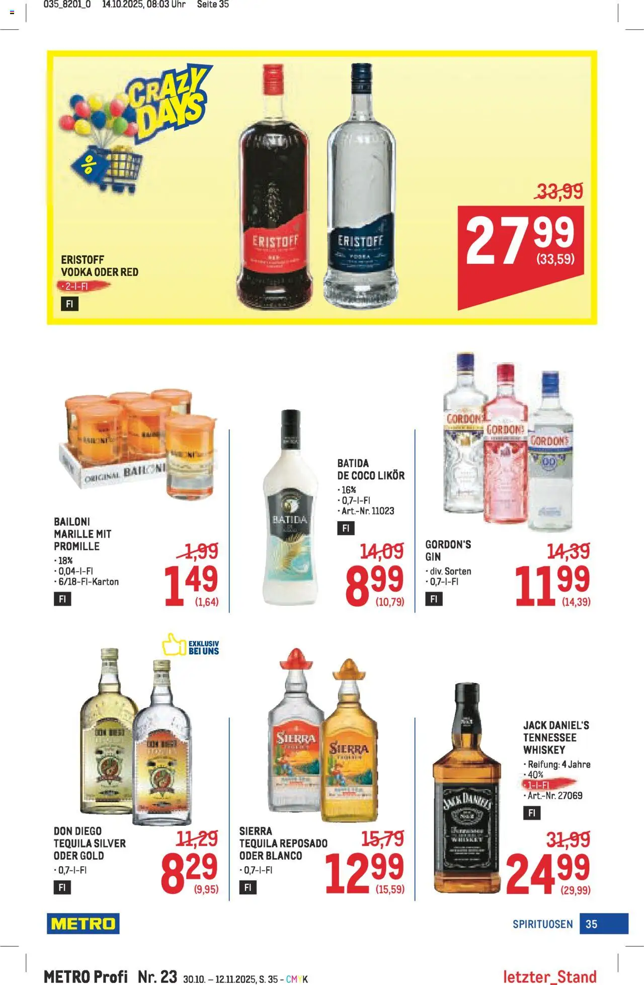 Metro angebote Profi gültig ab 30.10.2025 | Seite: 35 | Produkte: Whiskey, Uhr