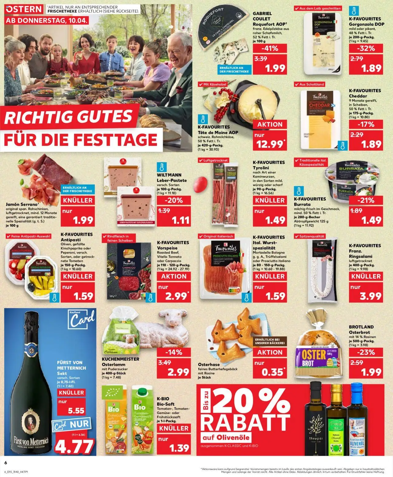 Kaufland - Leipzig-Reudnitz-Thonberg, Dresdner Straße 80 - gültig ab dem 10.04.2025 | Seite: 6 | Produkte: Bäckerei, Sekt, Rosinen, Burrata