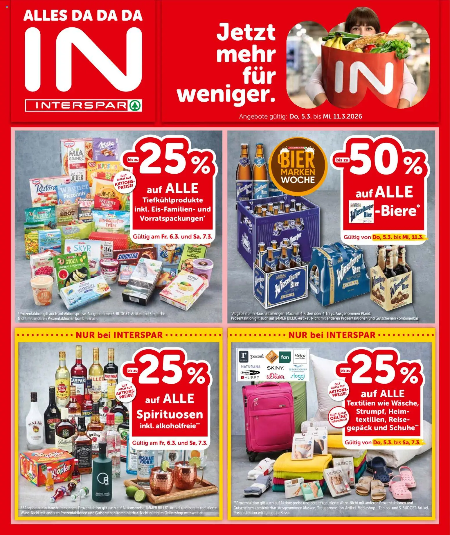 Interspar Flugblatt - Niederösterreich gültig ab 05.03.2026 | Seite: 1 | Produkte: Brot, Pizza, Bier