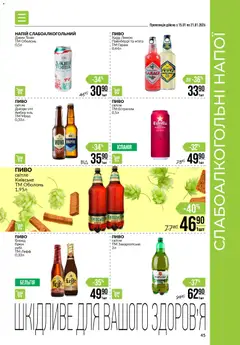 VARUS акції дійснийкції з 15.01.2026 | Сторінка: 45 | Товари: Пиво, Джин, Лимон, Напій