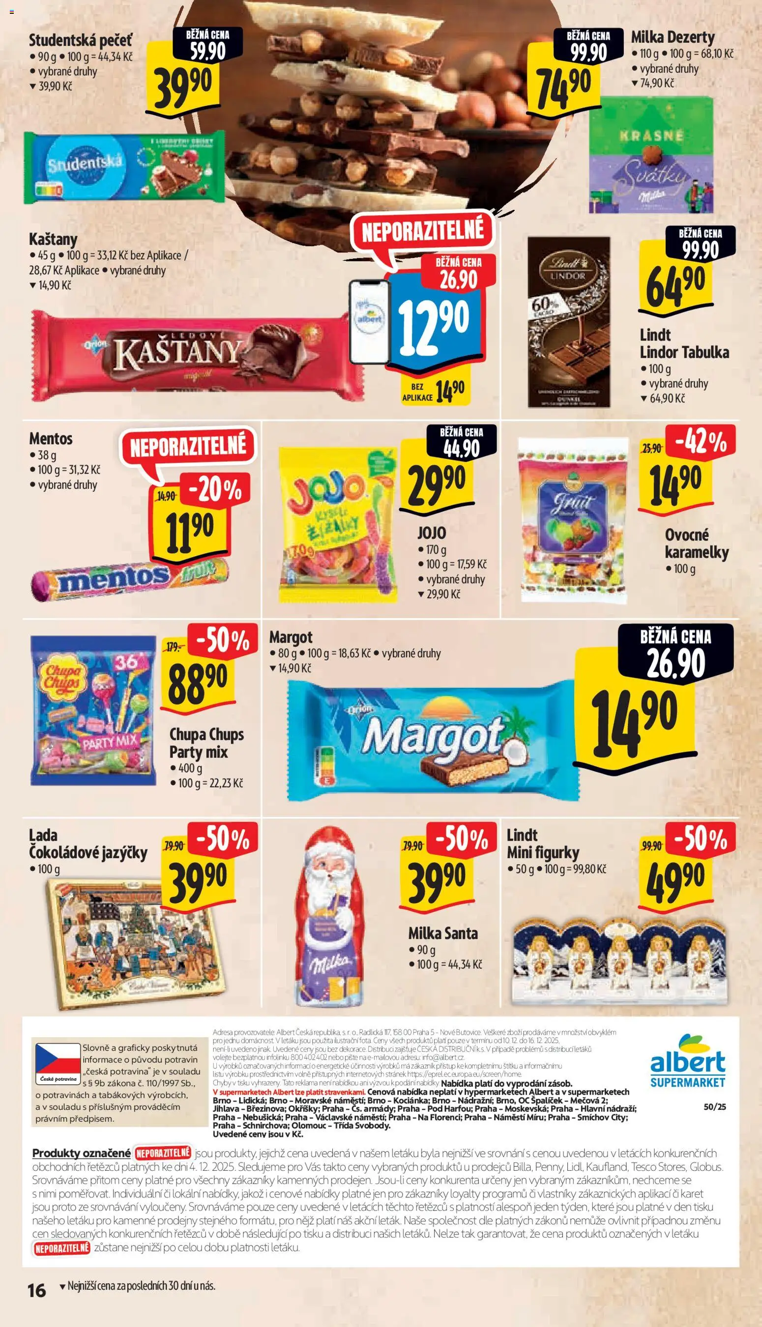 Albert leták - Supermarket od 10.12.2025 | Strana: 24 | Produkty: Jojo, Dezerty, Lindt lindor, Party mix