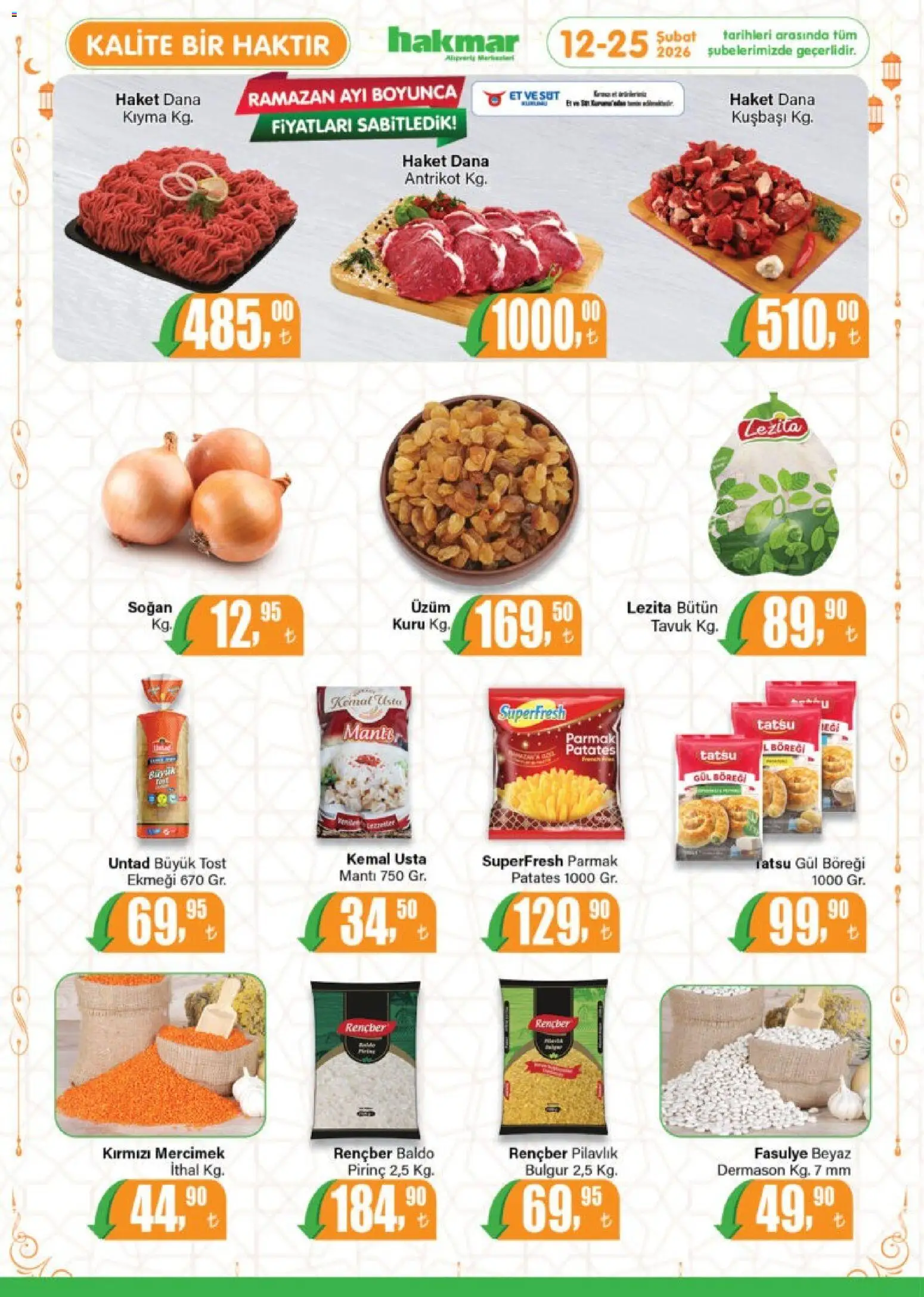 Hakmar Katalog - 12.02.2026 tarihinden itibaren geçerlidir | Sayfa: 3 | Ürünler: Fasulye, Gül, Süt, Kıyma