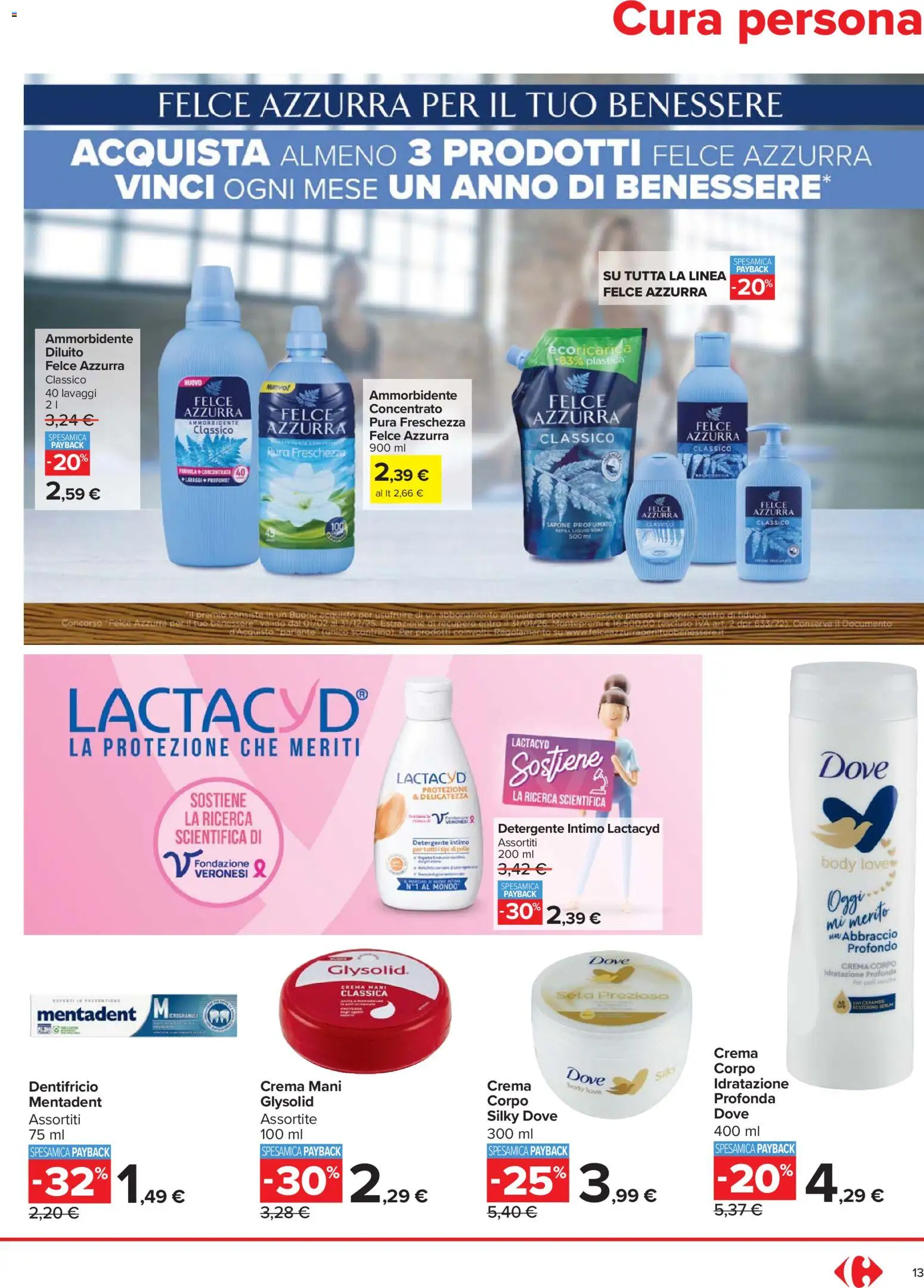 Volantino Carrefour del 27.11.2025 | Pagina: 13 | Prodotti: Sapone, Dentifricio, Ammorbidente, Detergente