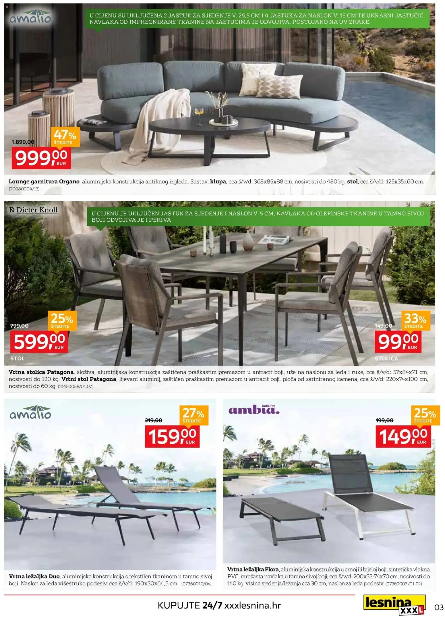 Lesnina katalog | vrijedi od 30.03.2026 | Stranica: 3 | Proizvodi: Jastuk, Ležaljka, Stol, Stolica