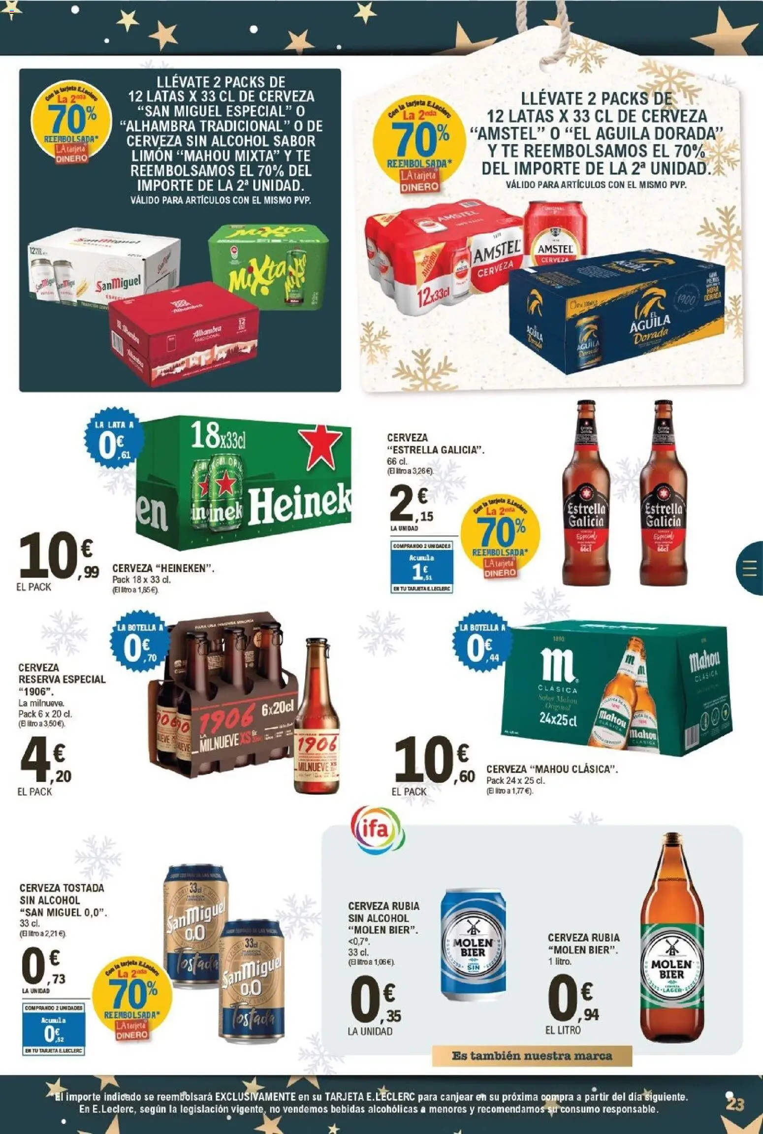 E.Leclerc folleto │ válido desde el 26.12.2025 | Página: 23 | Productos: Cerveza sin alcohol, Cerveza, Té