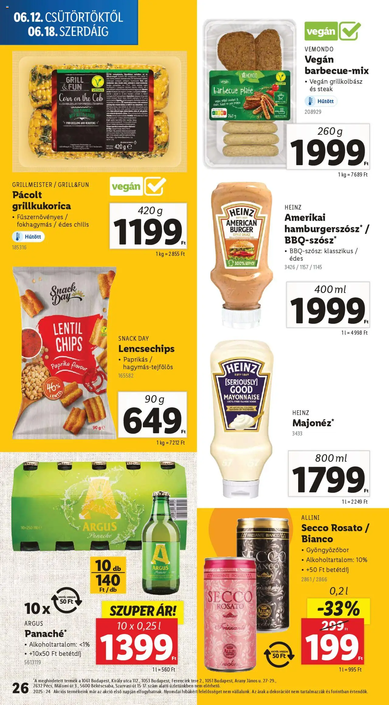 Lidl akciós ujság - amely érvényes a következő dátumtól: 12.06.2025 | Oldal: 26 | Termékek: Chips, Grillkolbász, Grill, Vegán