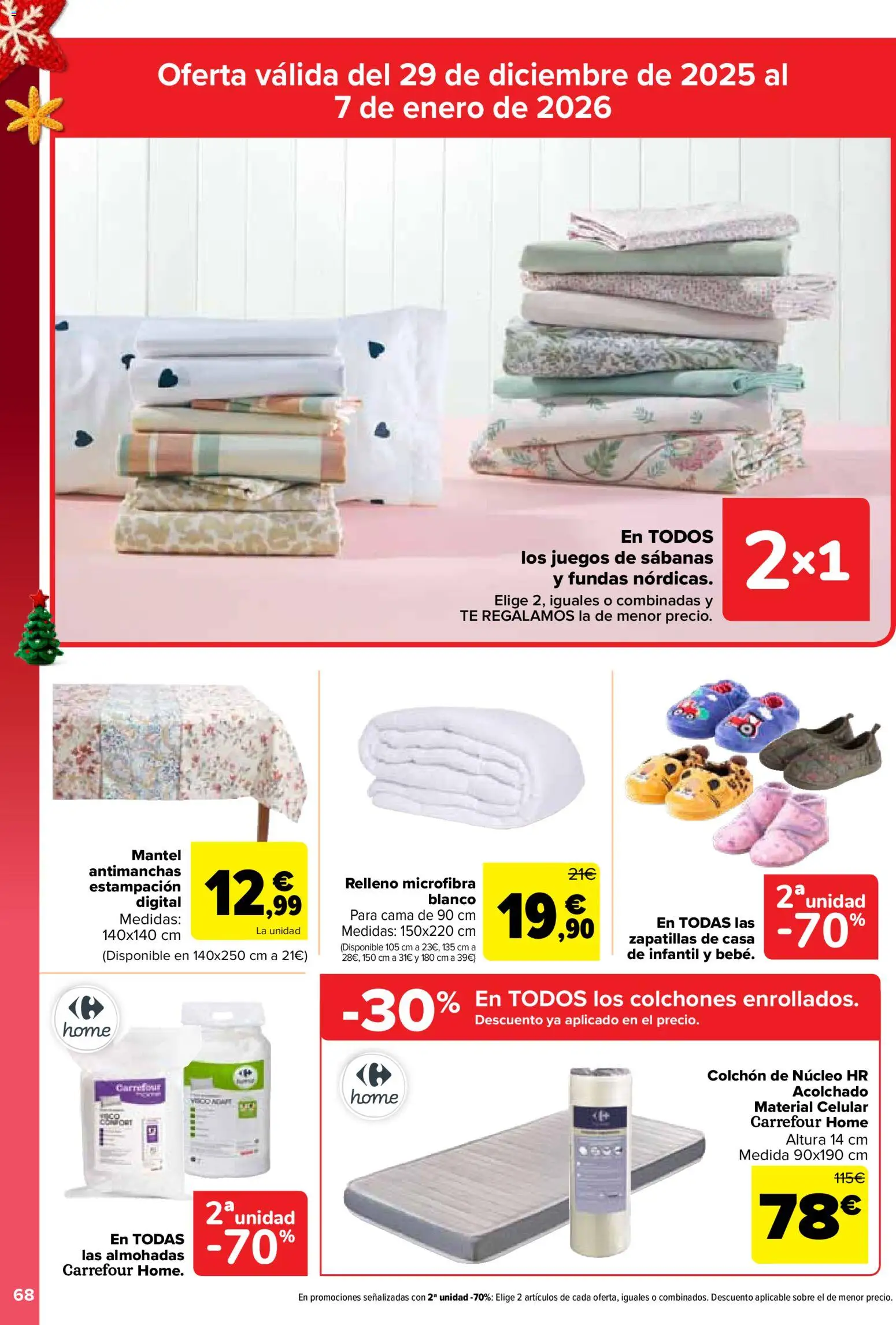Carrefour folleto │ válido desde el 29.12.2025 | Página: 68 | Productos: Mantel, Zapatillas, Colchon, Cama