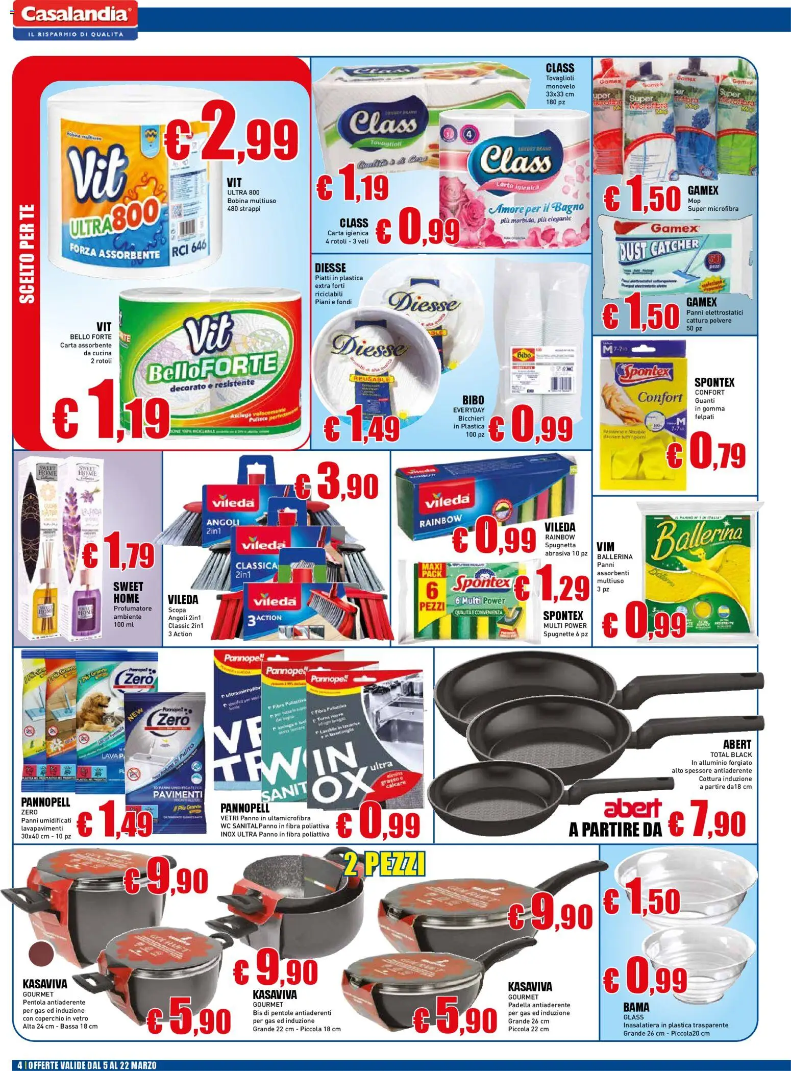 Volantino Casalandia del 05.03.2026 | Pagina: 4 | Prodotti: Carta igienica, Tè, Scopa, Alluminio