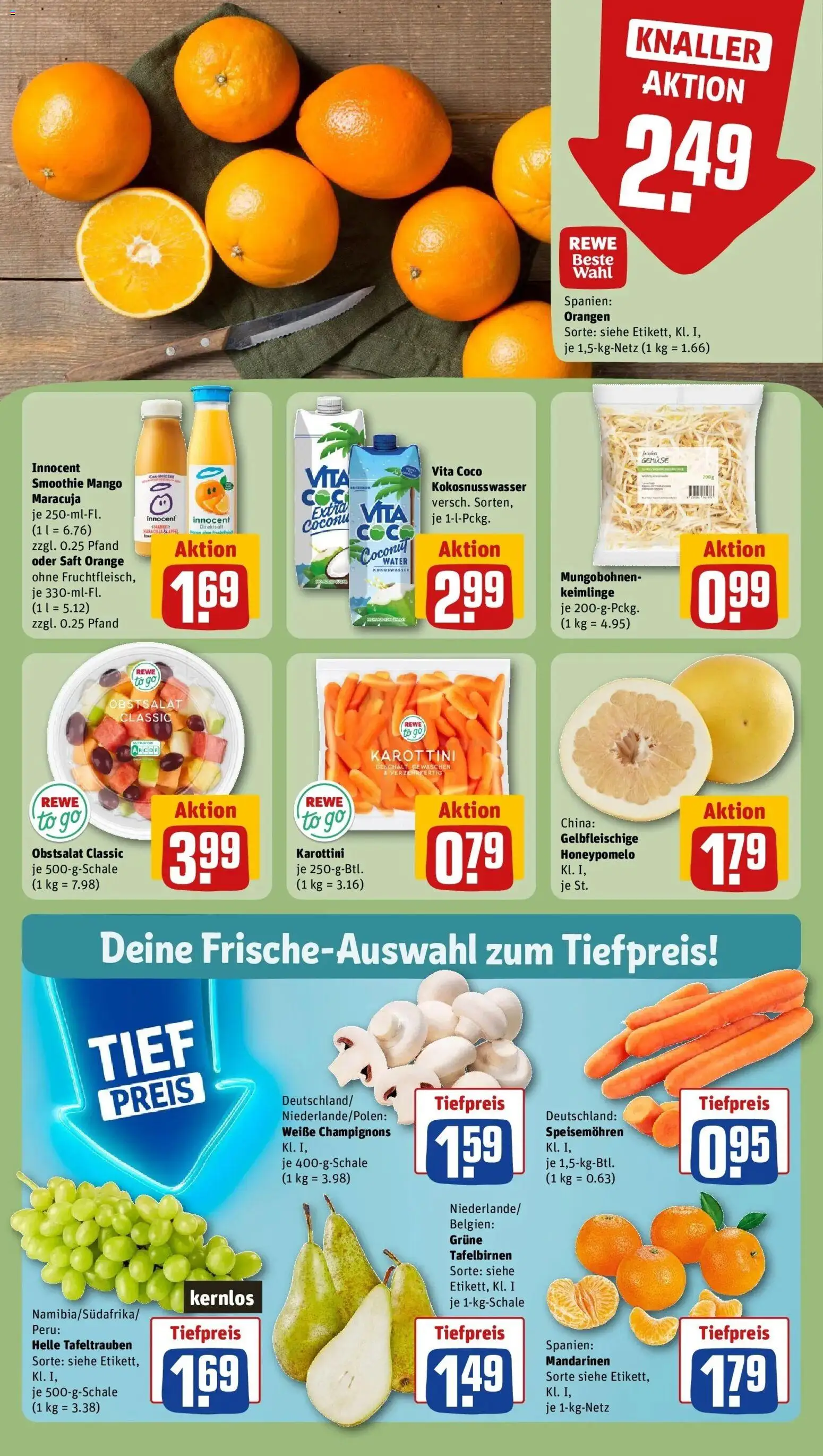 Rewe prospekt Füssen	 – gültig ab 16.02.2026 | Seite: 8 | Produkte: Champignons, Wasser, Mango, Saft