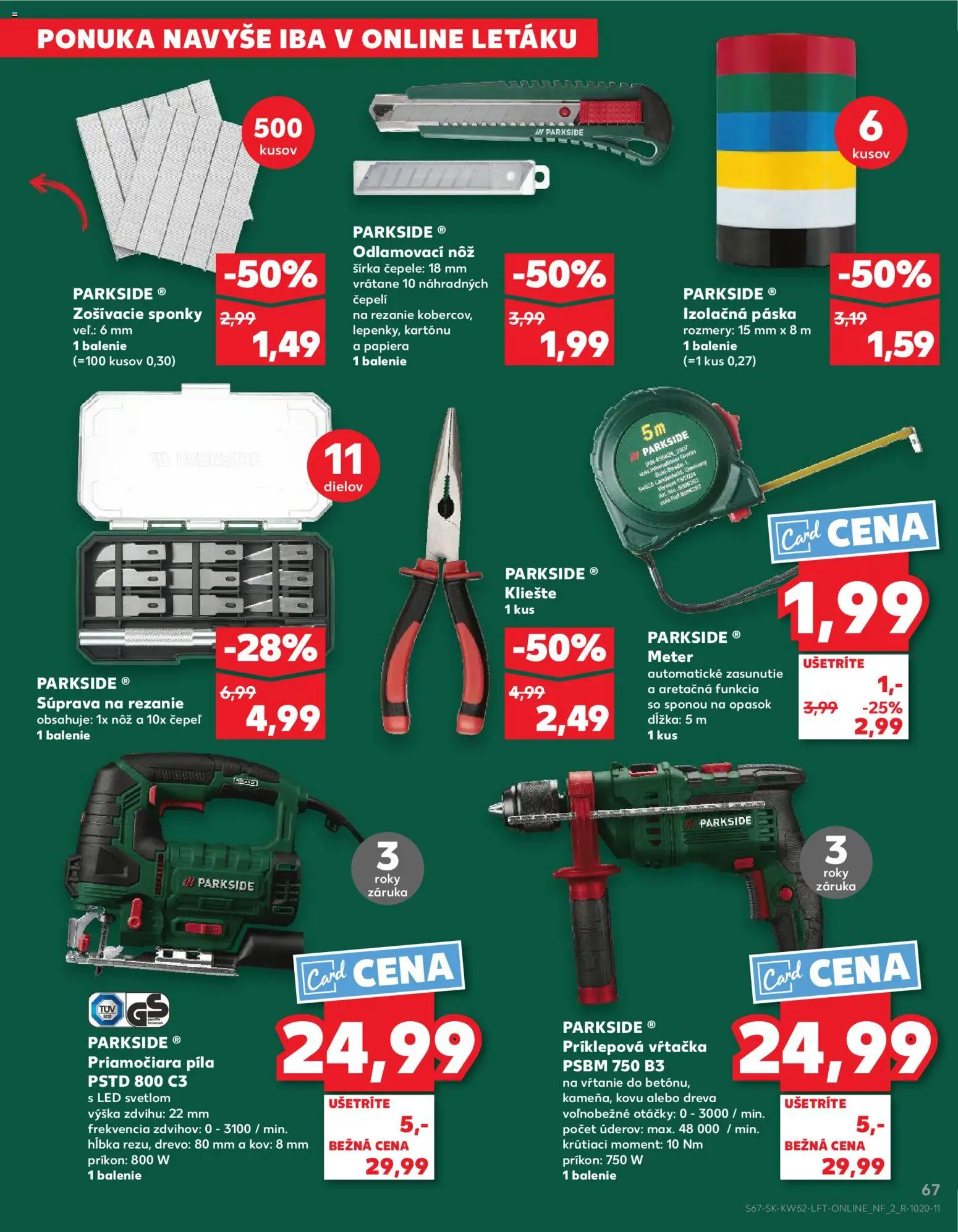 Kaufland SK akciós ujság - amely érvényes a következő dátumtól: 27.12.2025 | Oldal: 67 | Termékek: Parkside, Só