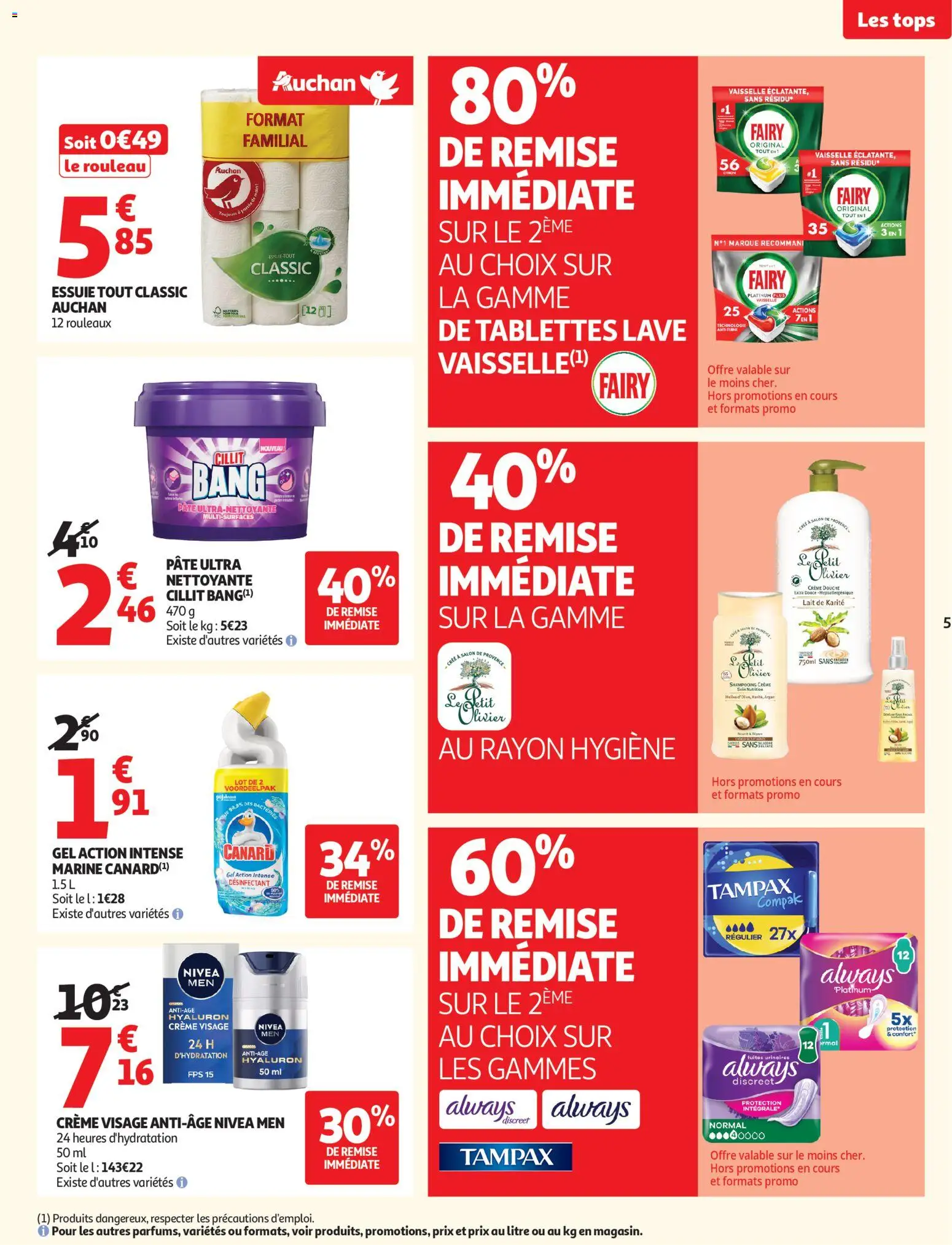 {H1} | Page: 5 | Produits: Fairy, Rouleau, Olivier, Crème