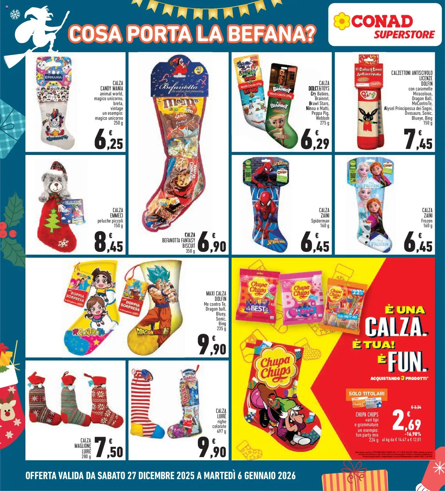 Volantino Conad del 27.12.2025 | Pagina: 14 | Prodotti: Peluche, Caramelle, Maglione, The