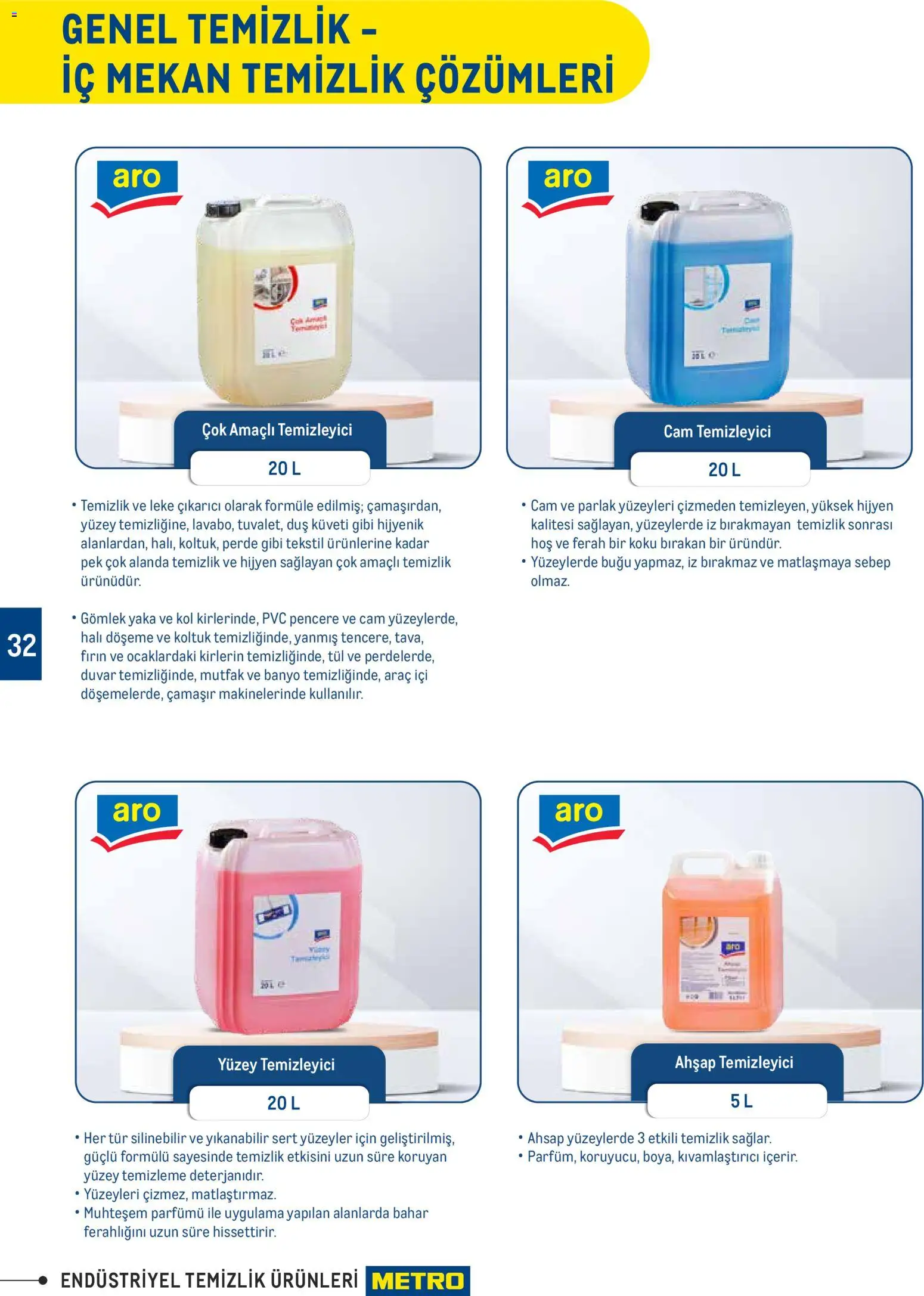 Metro - Endüstriyel Temizlik Ürünleri - 30.12.2025 tarihinden itibaren geçerlidir | Sayfa: 32 | Ürünler: Banyo, Halı, Koku, Yüzey temizleyici