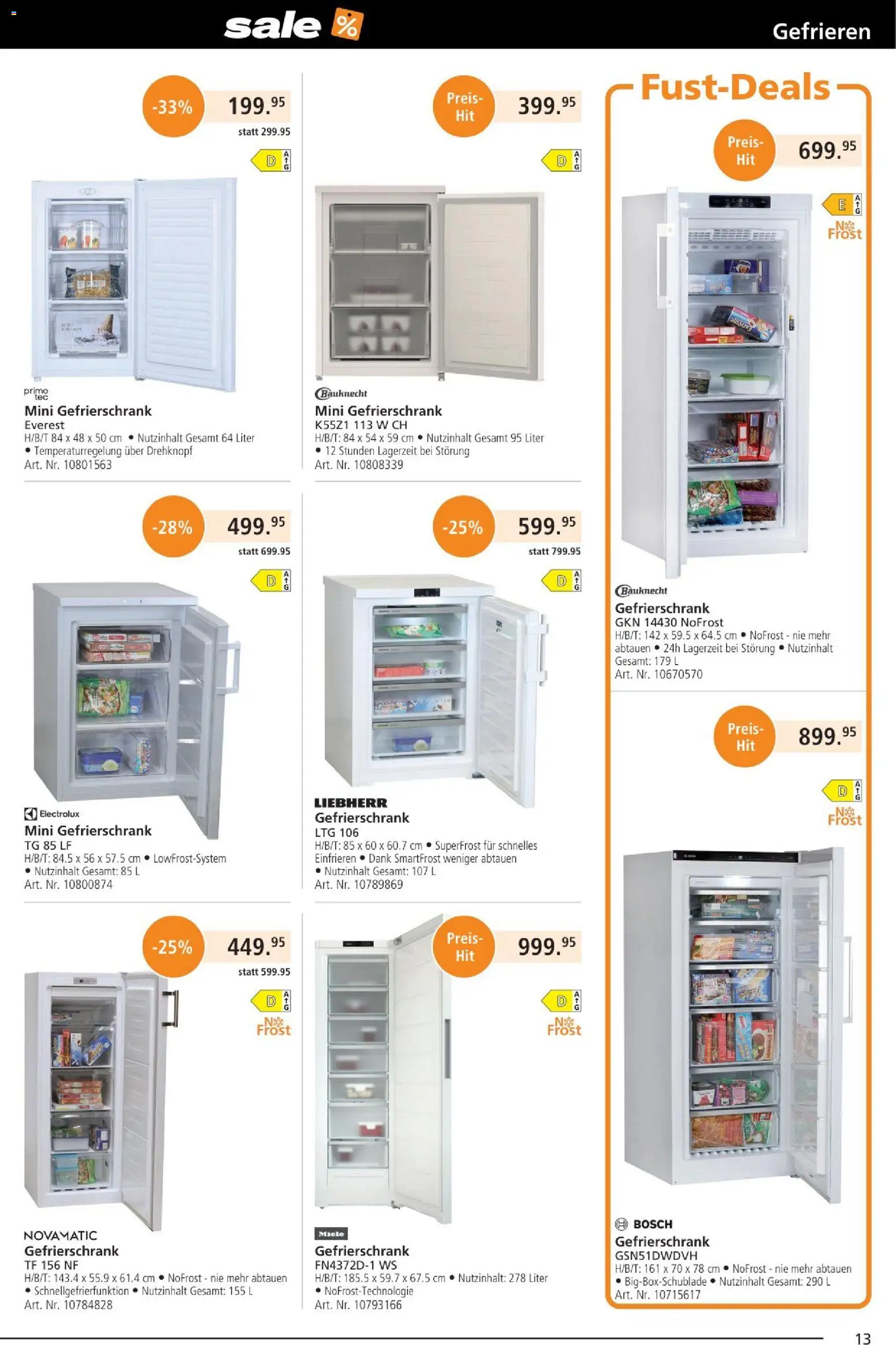 Fust Aktionen – gültig ab 25.12.2025 | Seite: 13 | Produkte: Gefrierschrank, Miele, Bosch, Liebherr