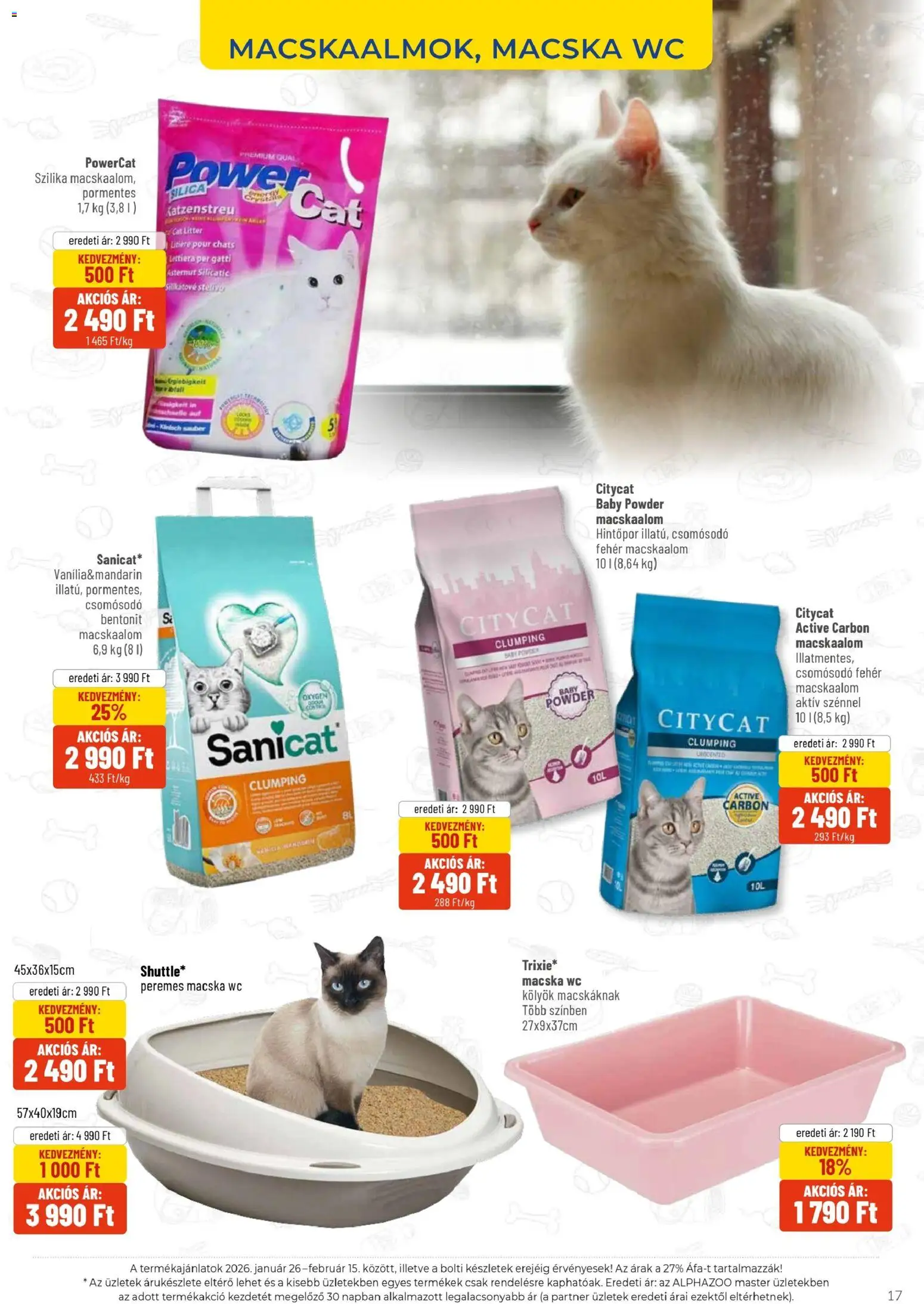 AlphaZoo akciós ujság - amely érvényes a következő dátumtól: 26.01.2026 | Oldal: 17 | Termékek: Macskaalom, WC