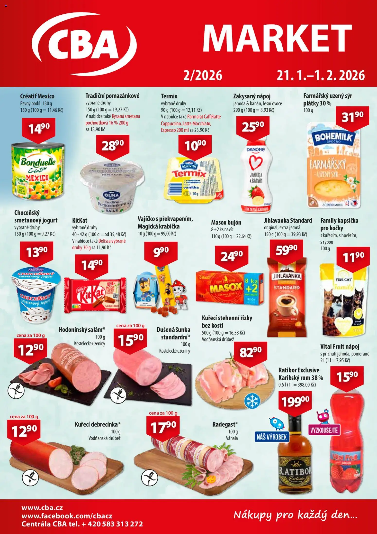CBA leták - Market od 21.01.2026 | Strana: 1 | Produkty: Ovoce, Sýr, Termix, Banán