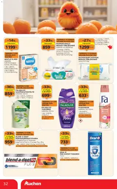 Auchan Akciós újság - amely érvényes a következő dátumtól: 08.01.2026 | Oldal: 32 | Termékek: Pampers, Törlőkendő, Tusfürdő, Fogkrém