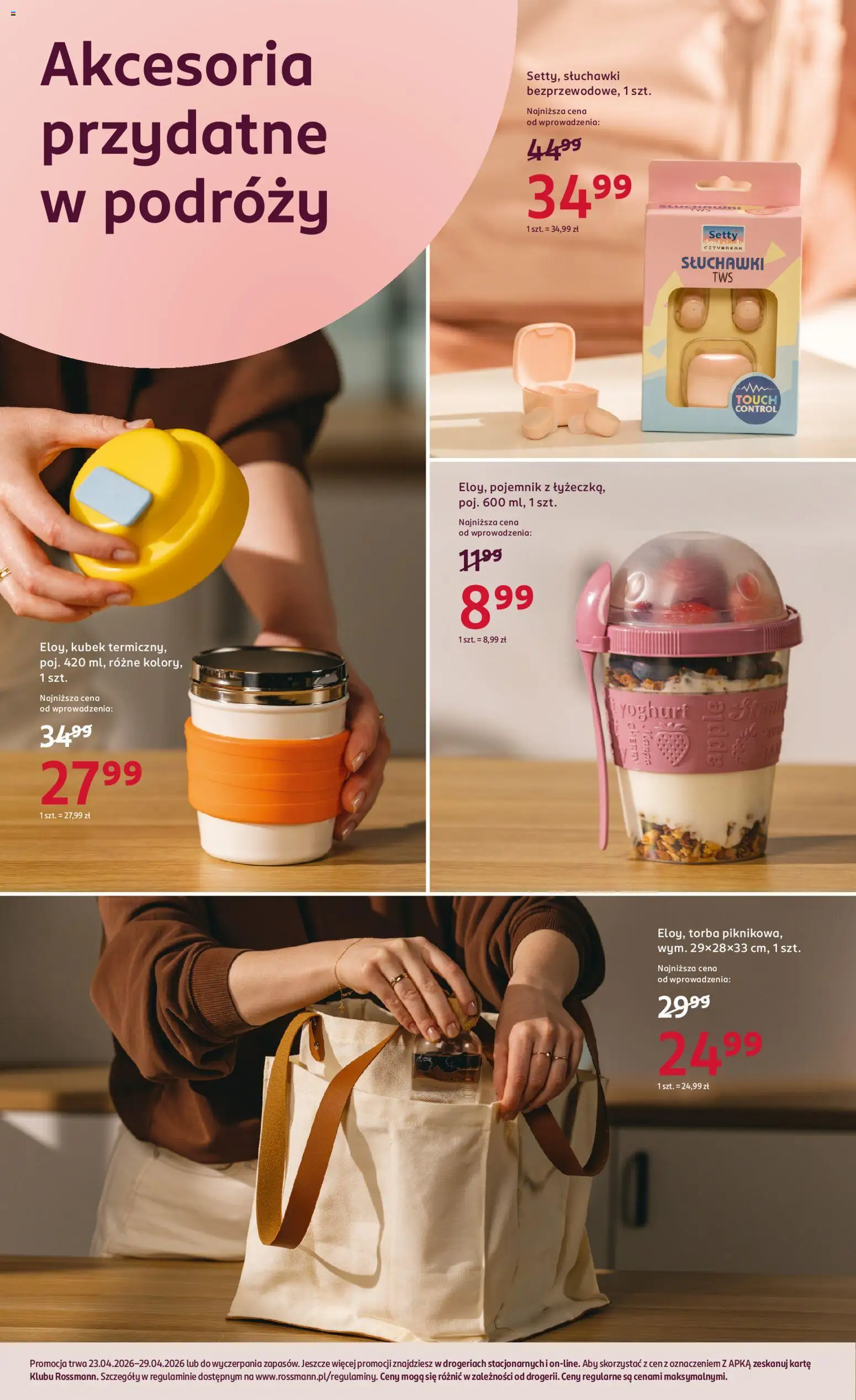 Rossmann gazetka od 23.04.2026 | Strona: 8 | Produkty: Słuchawki, Torba