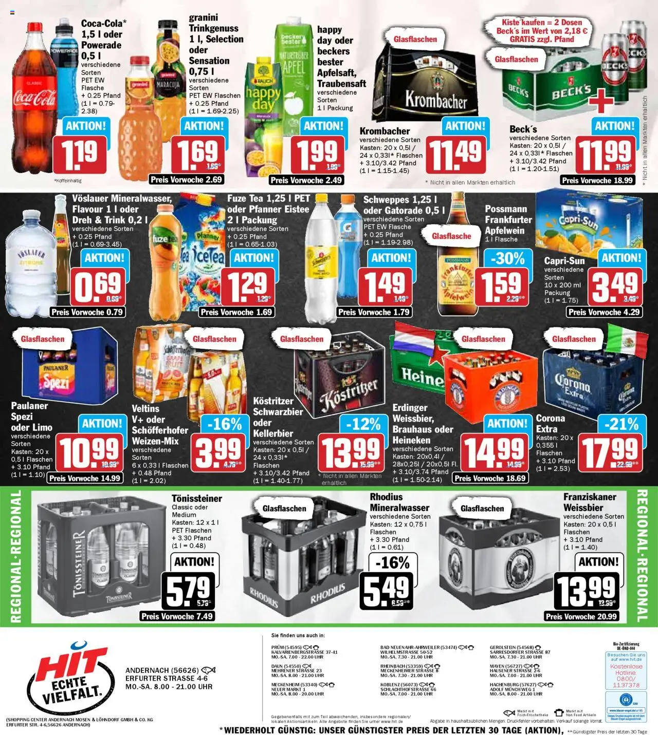 HIT Rhineland-Palatinate - gültig ab dem 21.07.2025 | Seite: 18 | Produkte: Weißbier, Pfanner eistee, Zitrone, Uhr